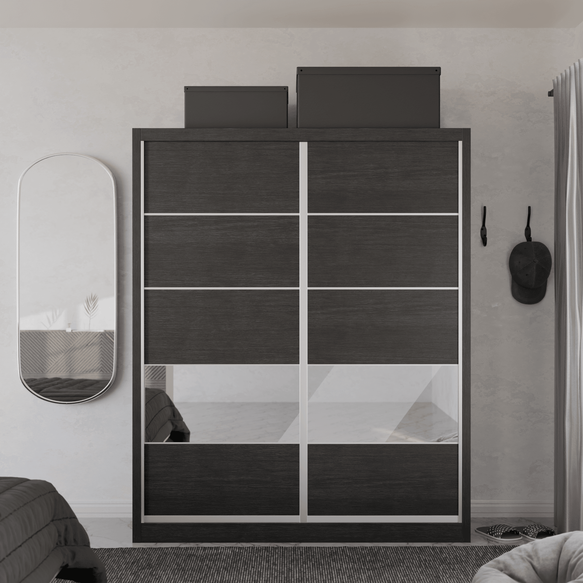 Modolva Modular Wardrobe W02 - Customizable Closet Organizer System with Adjustable Shelves & Hanging Rods for Bedroom, Walk-in Closet & Dorm Room Organization
