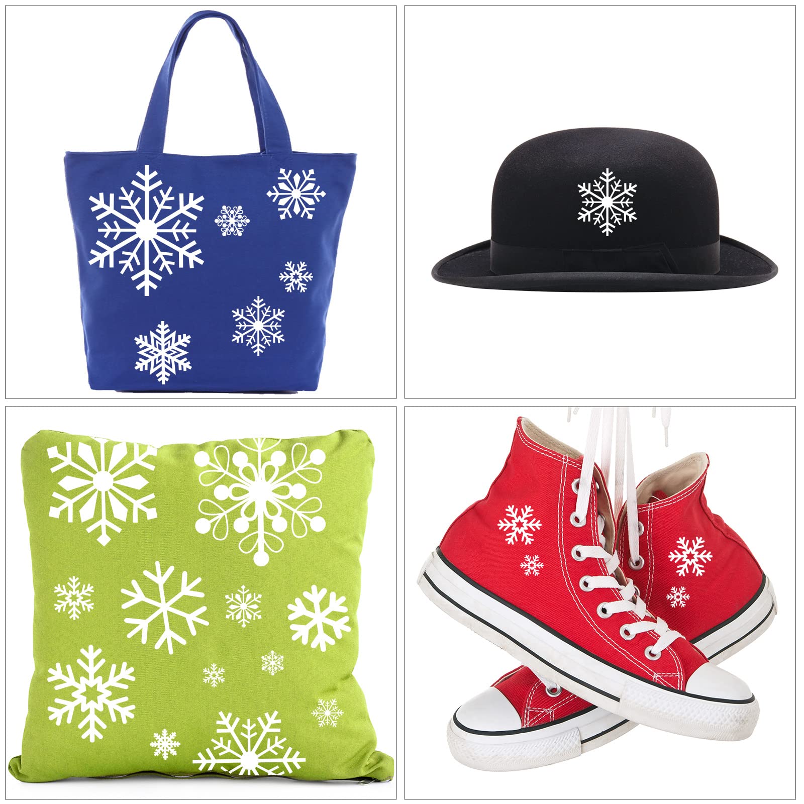 Whaline 4-Pack Christmas Iron-On Snowflake Patches - Heat Transfer Decals for Clothing, Fabric & DIY Crafts - Perfect for Winter Costumes, Holiday Decor & DIY Gift Projects