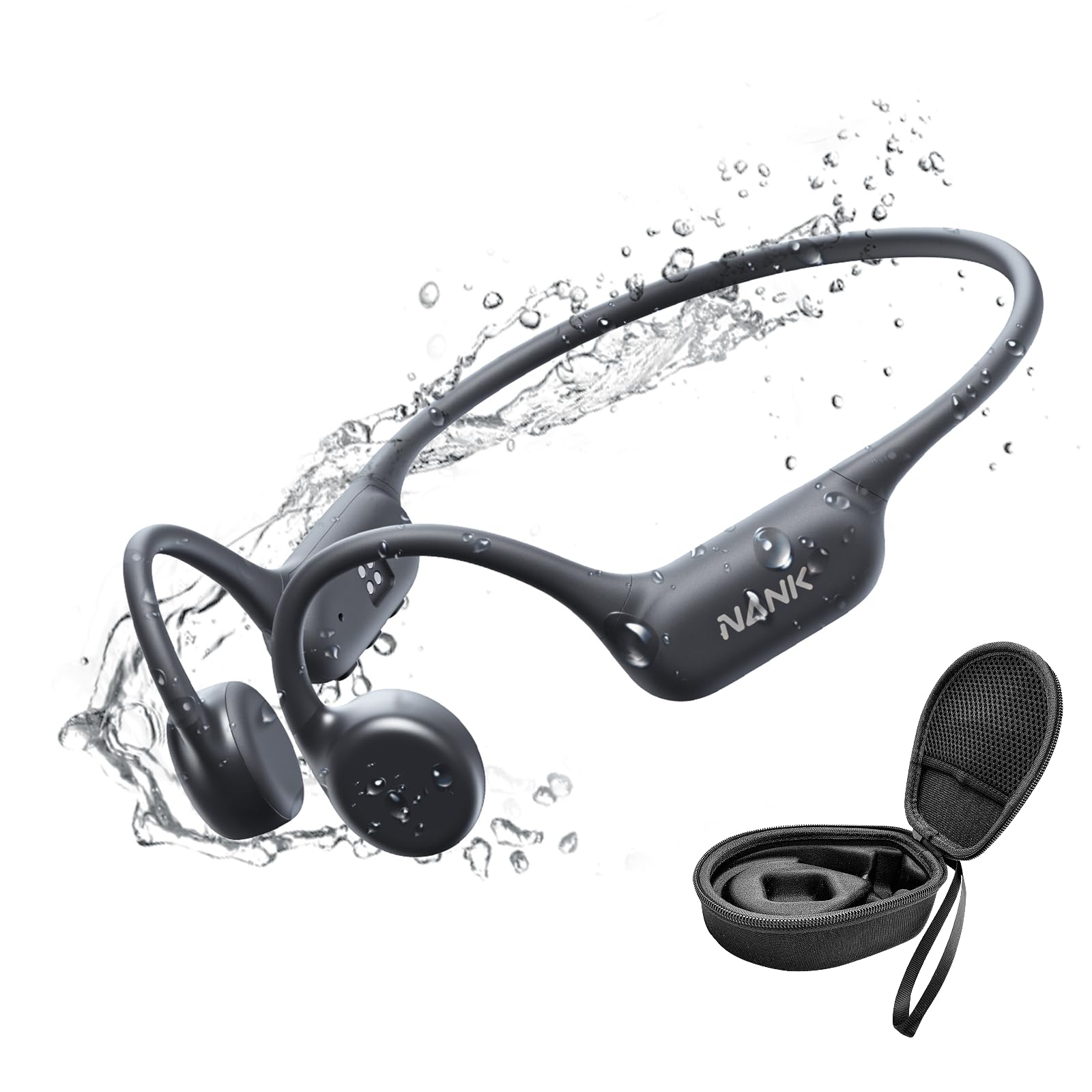 NANK Runner4 Bone Conduction Headphones - IP68 Waterproof Wireless Bluetooth 5.4 Open-Ear Headset with 16GB MP3 Player & Hard Case - Perfect for Running, Swimming, Gym Workouts & Outdoor Sports Activities