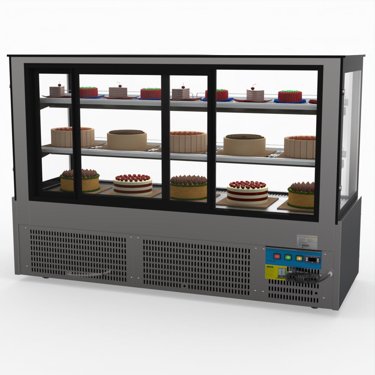 Bonvue SG180FA Commercial Refrigerated Display Case - Dual Glass Door Merchandiser for Deli, Bakery & Grocery - Perfect for Supermarkets, Convenience Stores & Cafes