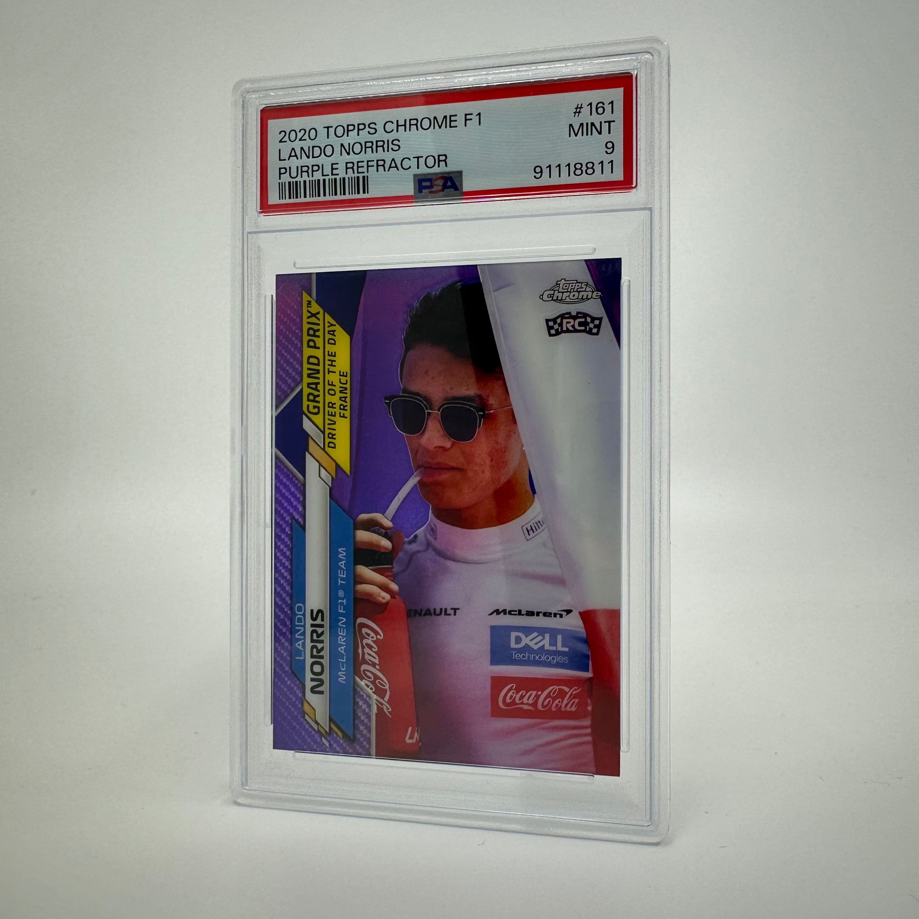 PSA 9 Lando Norris #161 2020 Topps Chrome 160/399 - Rare F1 Racing Trading Card for Collectors & Sports Memorabilia Enthusiasts