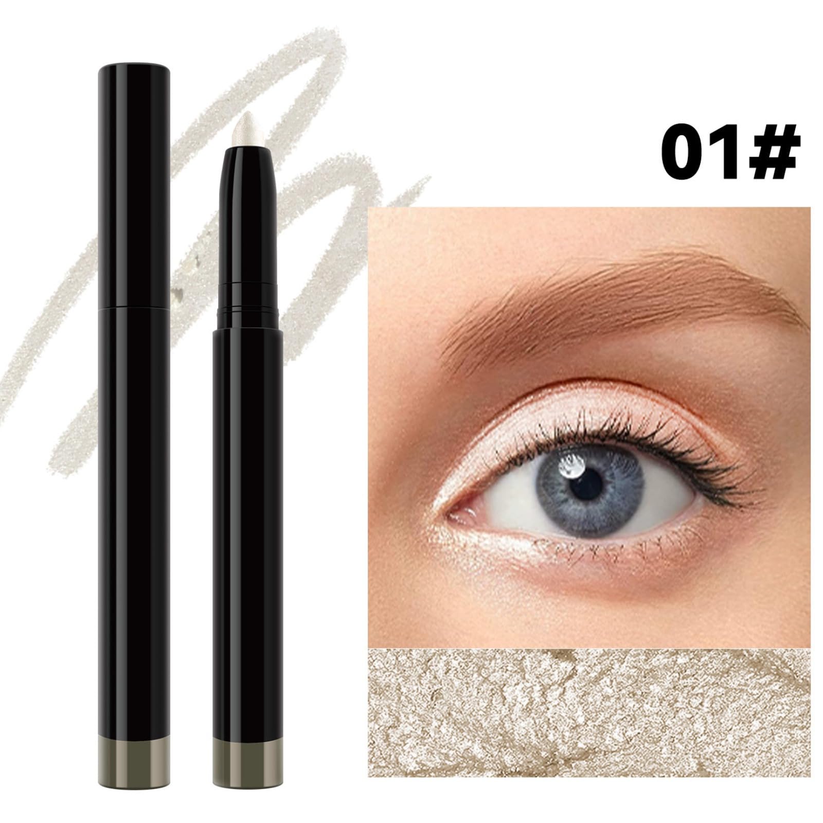 Hocossy Glitter Eyeliner & Highlighter Stick - Long Lasting Waterproof Eyeshadow for Party, Festival & Night Out Makeup