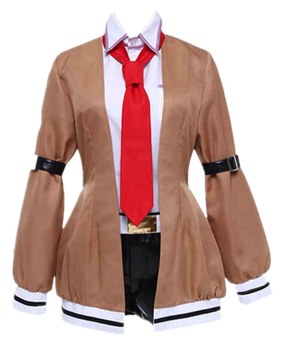 Forevercos Steins Gate Makise Kurisu Cosplay Costume - Chris Makise School Uniform Outfit for Anime Conventions, Halloween Parties & Cosplay Events