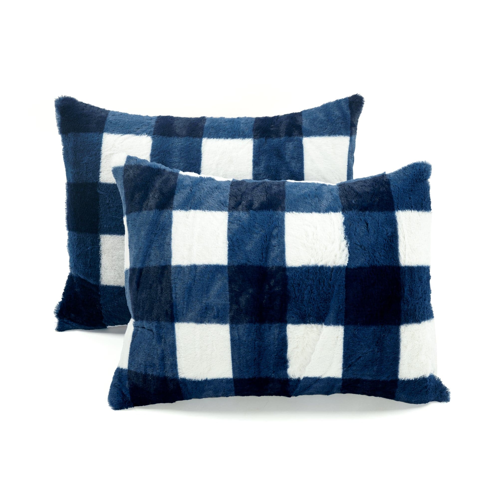 Plaid Ultra Soft Faux Fur All Season Comforter Set - Queen Size Bedding with Pillow Shams - Cozy Winter & Lightweight Summer Comforter for Bedroom, Guest Room, Dorm