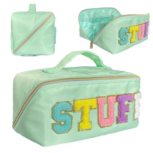 Light green nylon makeup bag