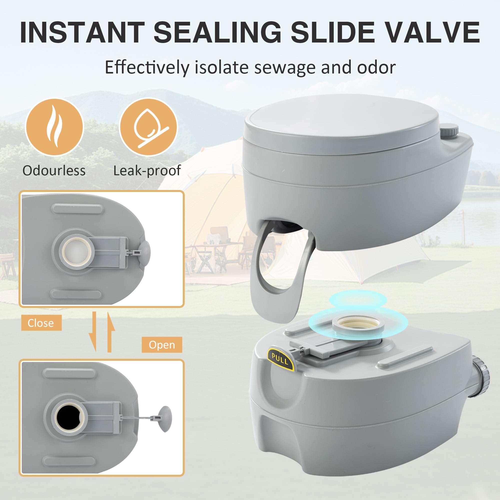 JAXPETY 5.3 Gallon Portable Camping Toilet with Detachable Holding Tank & Sealing Slide Valve - Compact Cassette Toilet for RV, Camping, Boating, Truck Travel & Home Medical Use | Ideal for Outdoor Adventures & Emergency Situations