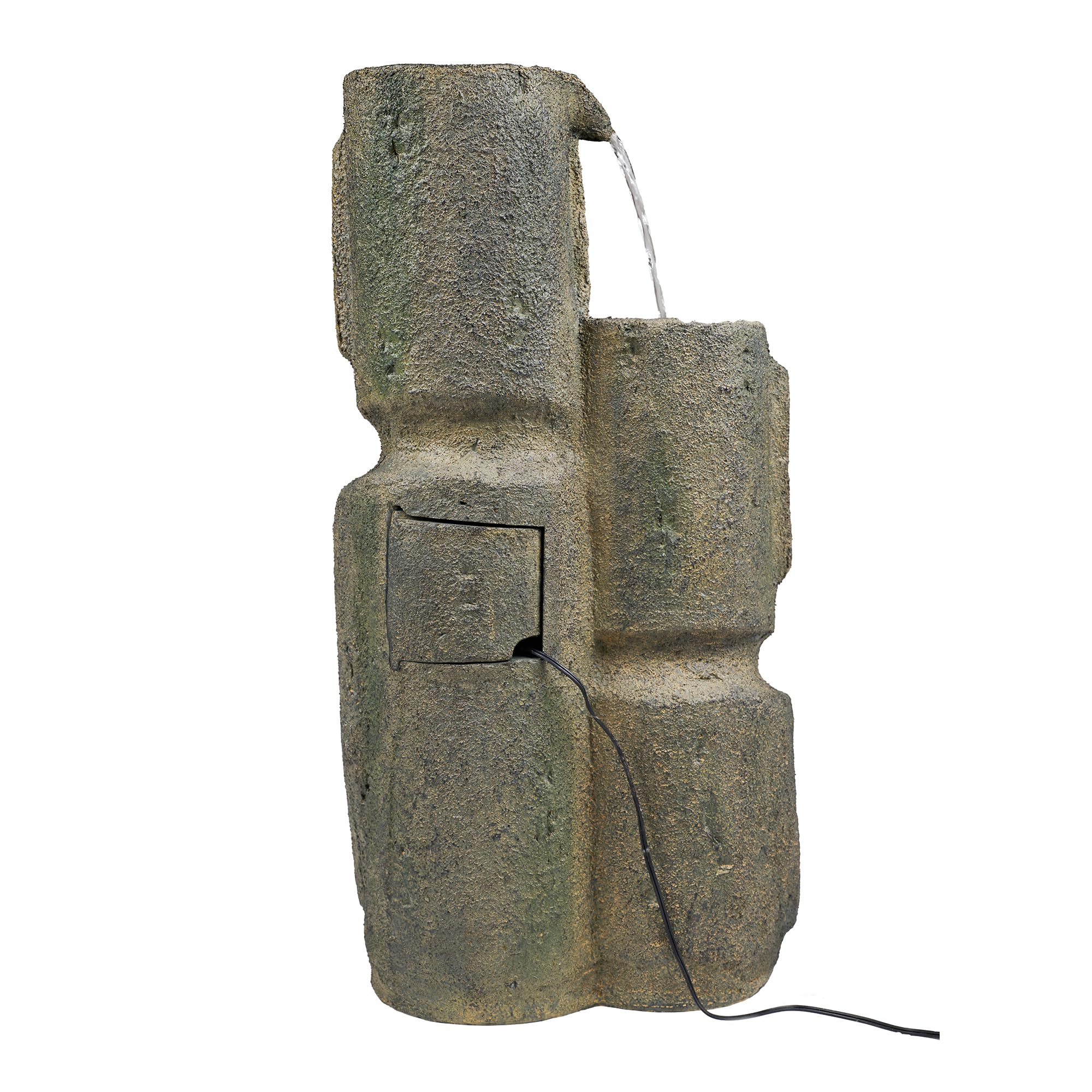 Hi-Line Gift Easter Island Head Fountain with 2 LED Lights - Outdoor Garden Decor, Patio Water Feature, Unique Home & Yard Decoration