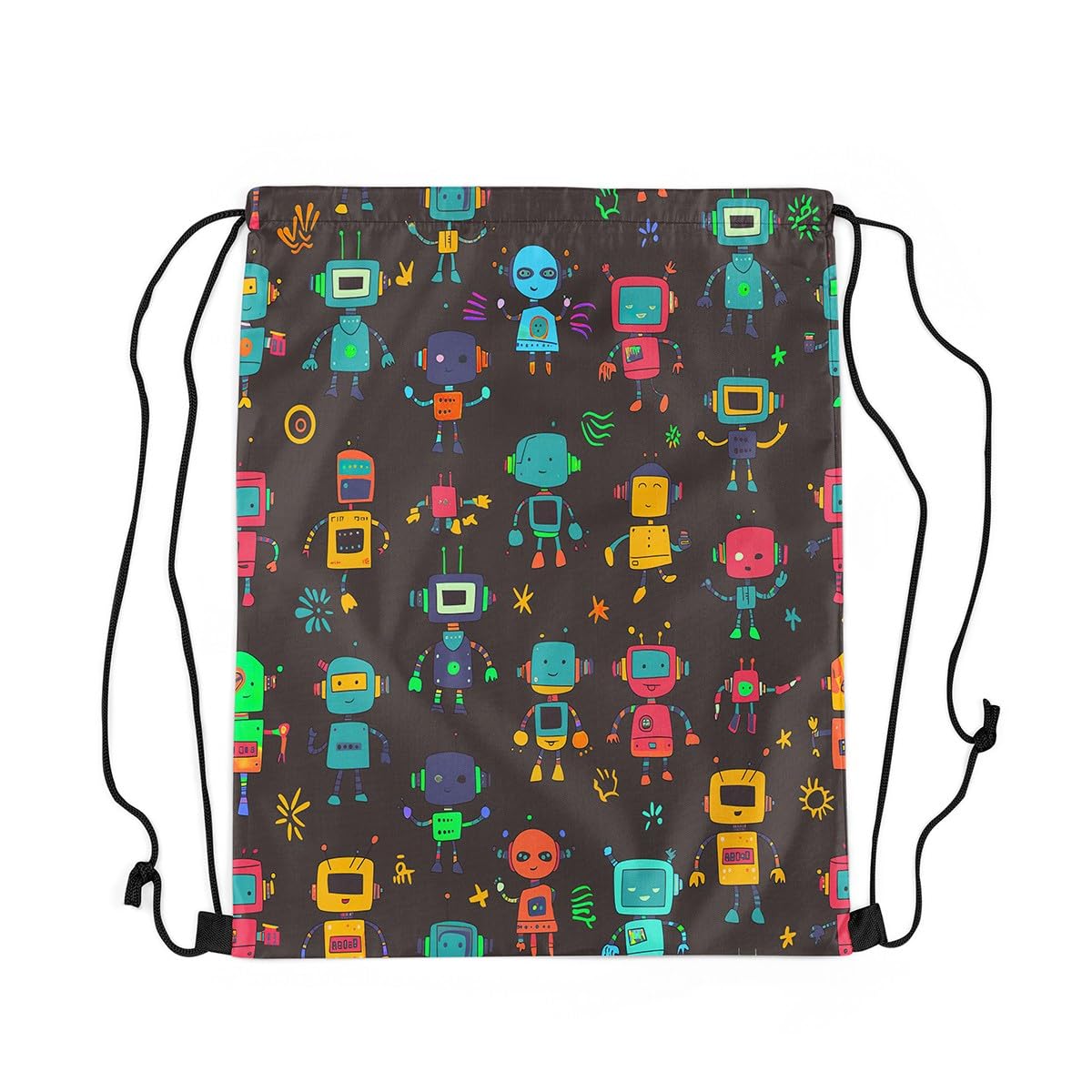 Erosebridal Cute Kawaii Robot Drawstring Backpack - Lightweight Mini Drawstring Bag for Kids, Teens & Cosplay | Perfect for School, Gym, Travel & Anime Conventions