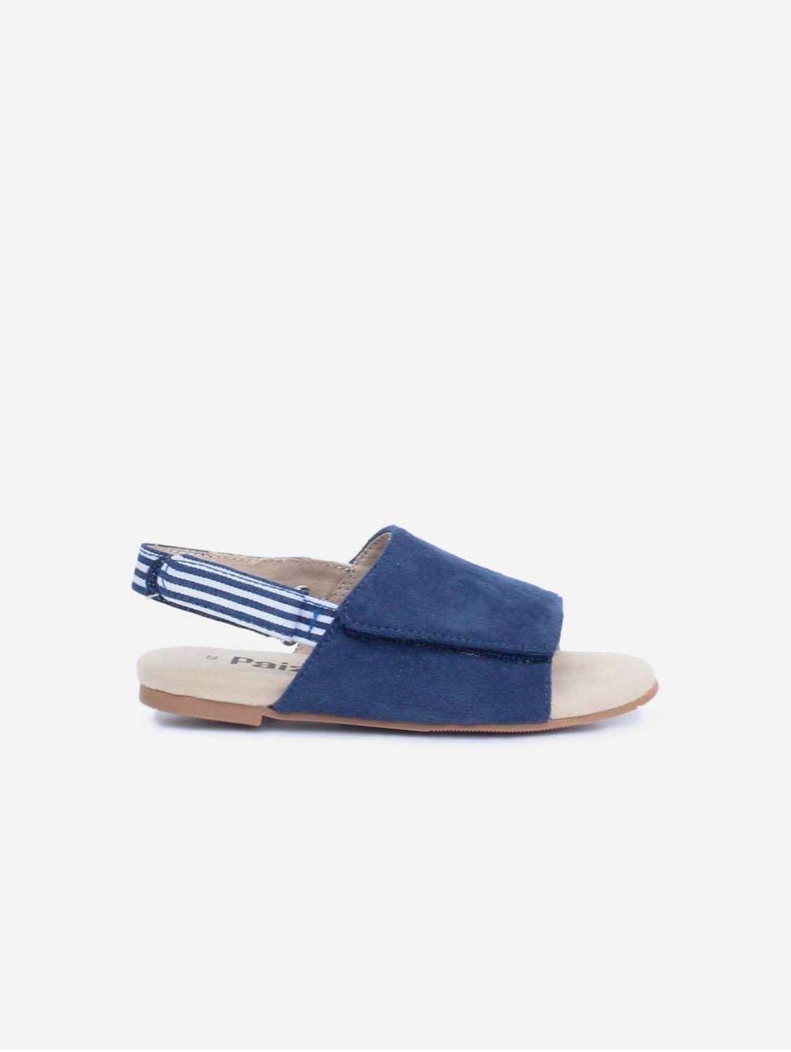 Ammos Vegan Suede Velcro Sandals for Kids | Blue Stripe | Comfortable & Durable Summer Shoes for Beach, Pool & Outdoor Play