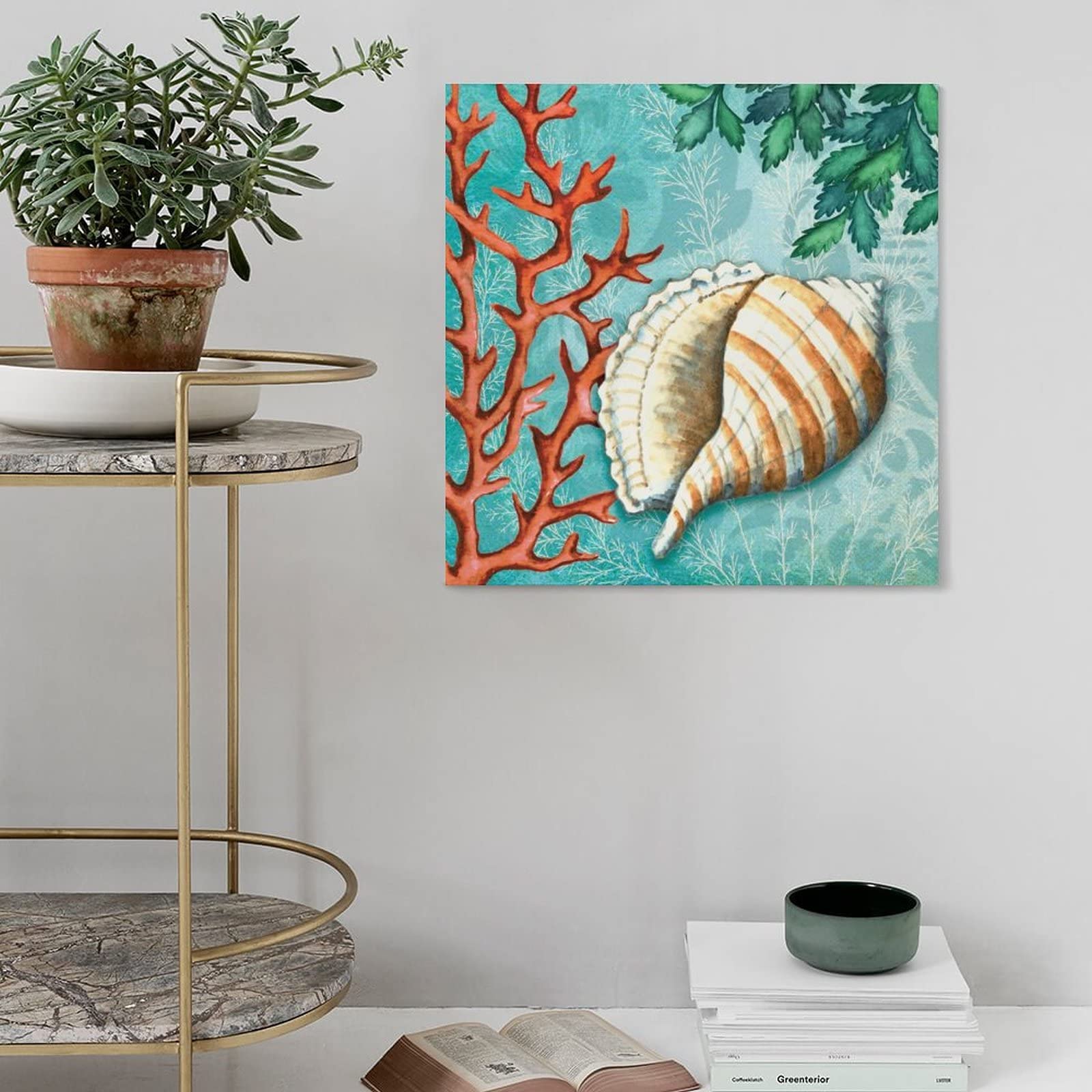 Coastal Seashore Canvas Wall Art - 28x28inch (70x70cm) Bathroom & Home Decor Posters, Prints for Bedroom, Living Room | Beach-Themed Wall Decor Perfect for Coastal Homes, Vacation Rentals & Spa-Like Bathrooms