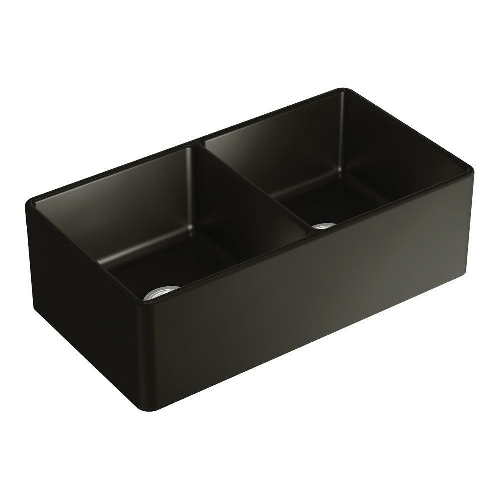 Fienza 68709 Benson Double Butler Sink in Matte Black - Premium Stainless Steel Kitchen Sink for Modern Farmhouse & Luxury Home Renovations (Perfect for Busy Kitchens & Entertaining Guests)