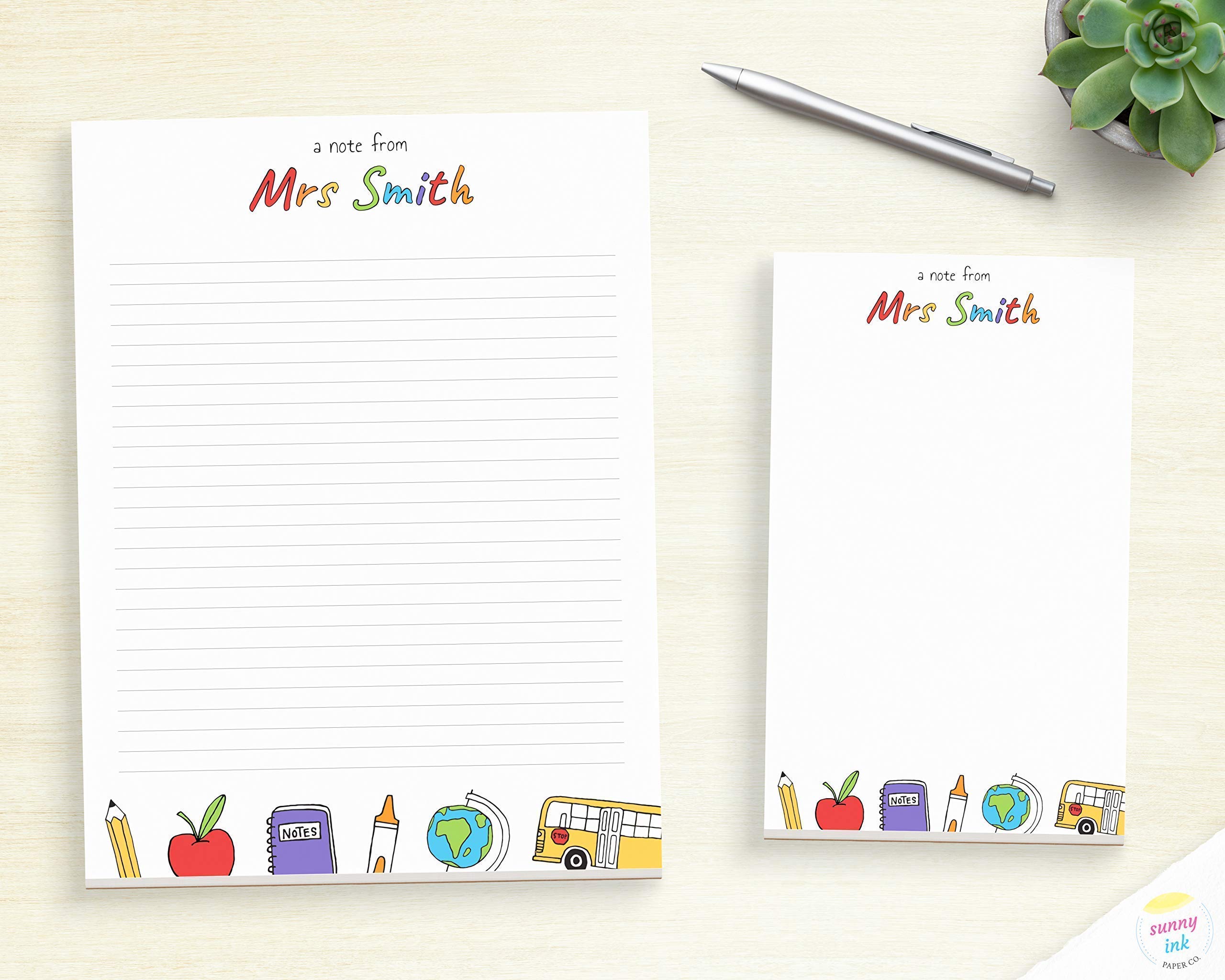Customized Teacher Notepad for Middle School & Kindergarten - Personalized Teacher Desk Pad with Fun Writing Sheets - Perfect for Classroom Notes, Lesson Planning & Student Feedback