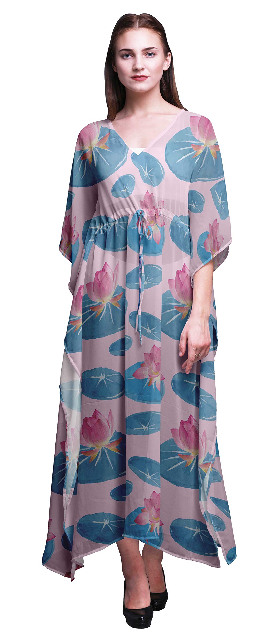 Bimba Beach Kaftan - Women's Long Maxi Dress Bikini Cover Up, Summer Kimono Style Caftan for Pool, Vacation & Boho Fashion