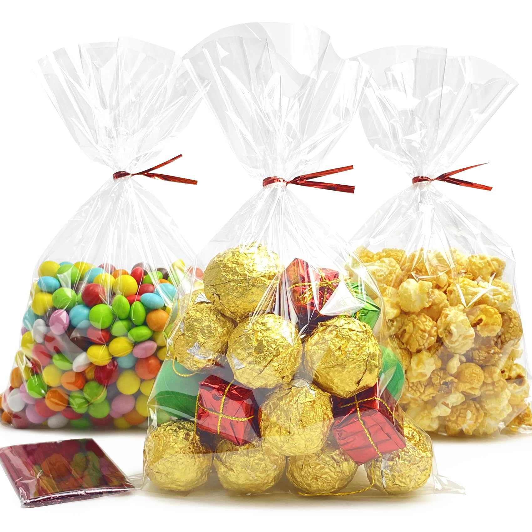 Morepack 6x10 Inches Clear Cellophane Treat Bags with Twist Ties - 100 Count for Candy, Cookies, Party Favors & Gift Wrapping