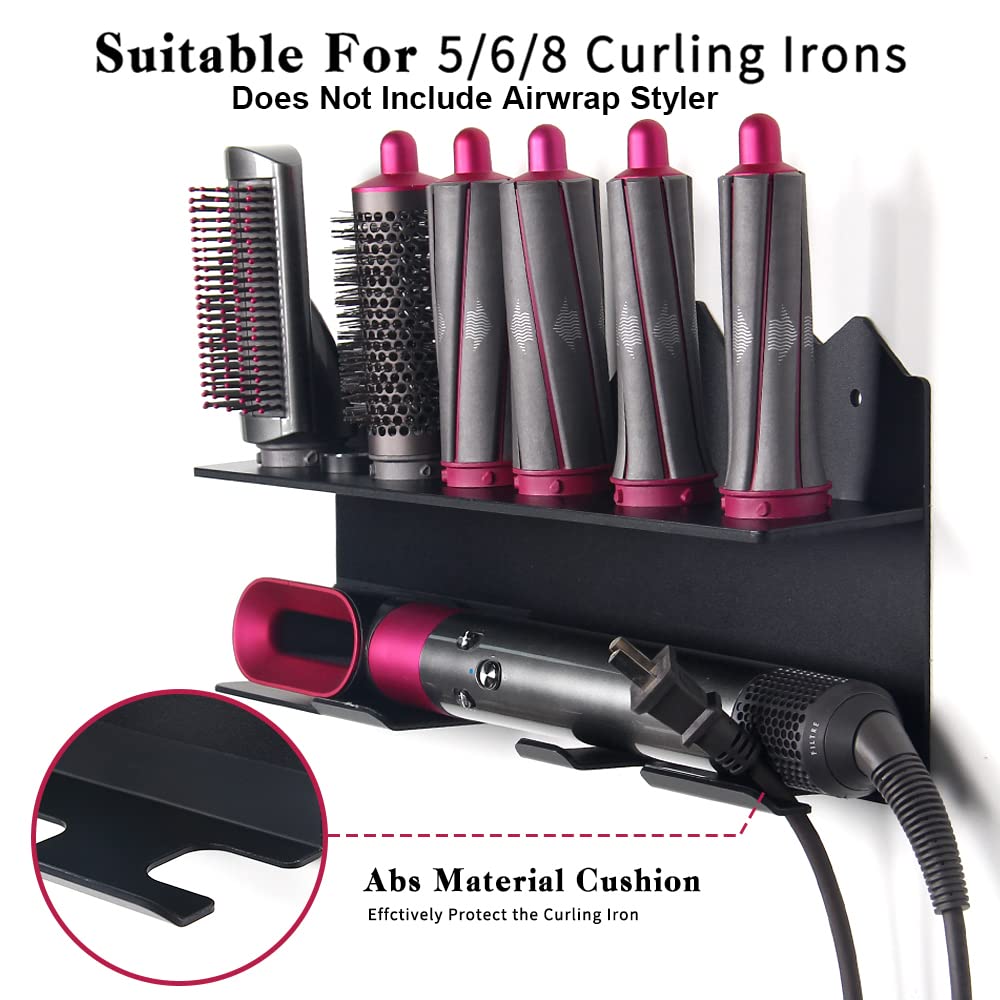 Dyson Airwrap Styler Accessories Storage Stand - Wall Mounted Hair Dryer Holder & Organizer Rack for Salon, Bathroom (Black) - Perfect for Styling Tools Storage & Clutter-Free Vanity Organization