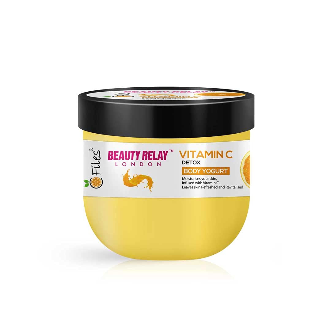Beauty Relay London Vitamin C Body Yogurt - Detox, Moisturizing & Rejuvenating Lightweight Non-Greasy Formula with Shea Butter, Goji Berry & Kakadu Plum for Soft, Supple Skin (200g) | Perfect for Daily Hydration & Post-Workout Skin Recovery
