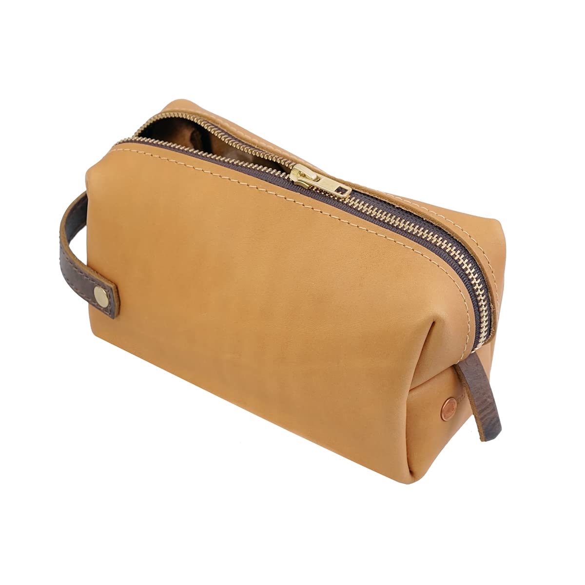Premium Leather Dopp Kit - High-Quality Travel Toiletry Bag for Men & Women, Zippered Cosmetic Organizer with Handle, Large Capacity (Buckskin) | Perfect for Business Trips, Vacations & Gym Essentials