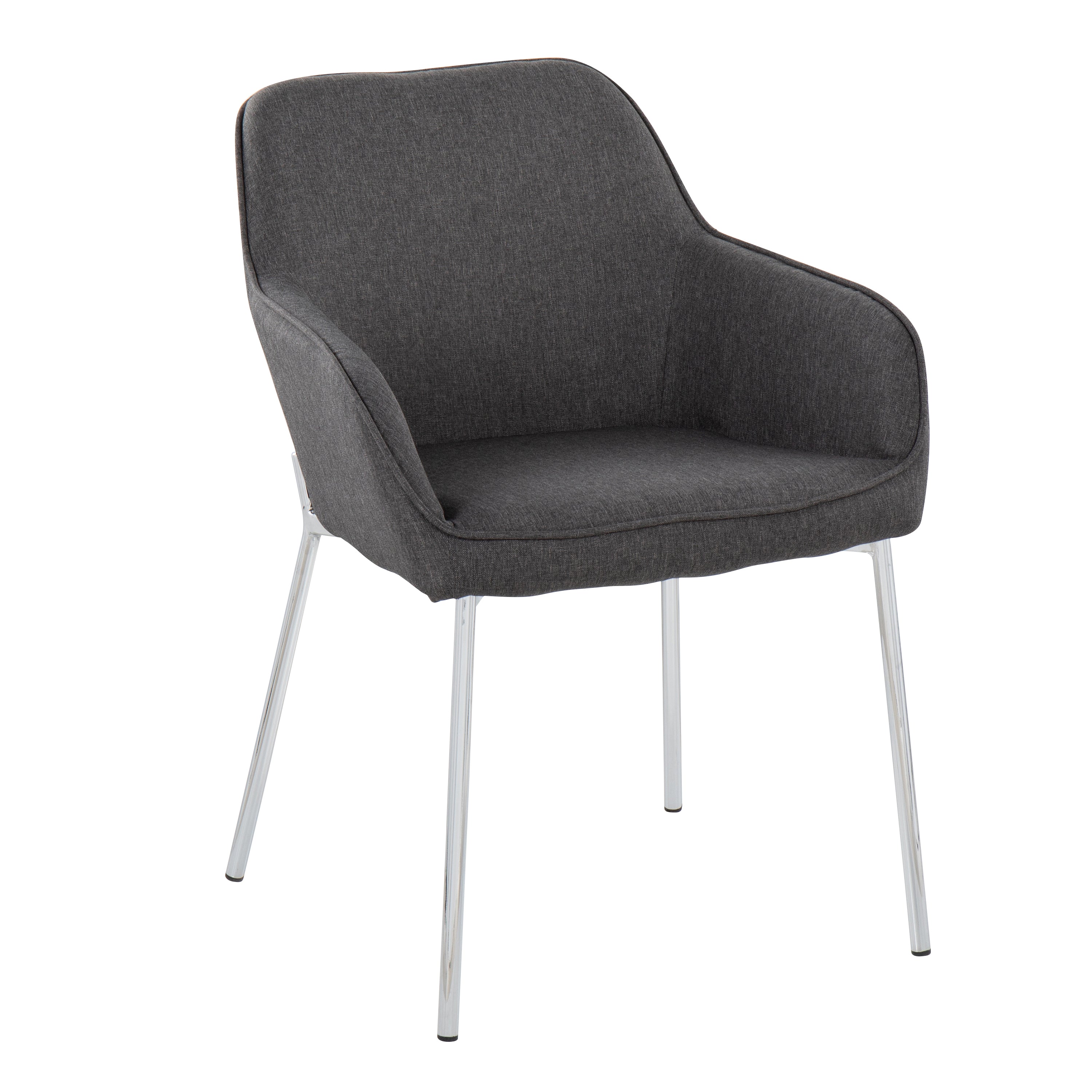 LumiSource Daniella Modern Dining Chairs - Set of 2 Chrome Metal & Charcoal Fabric Upholstered Seats - Perfect for Kitchen, Dining Room or Breakfast Nook Contemporary Furniture