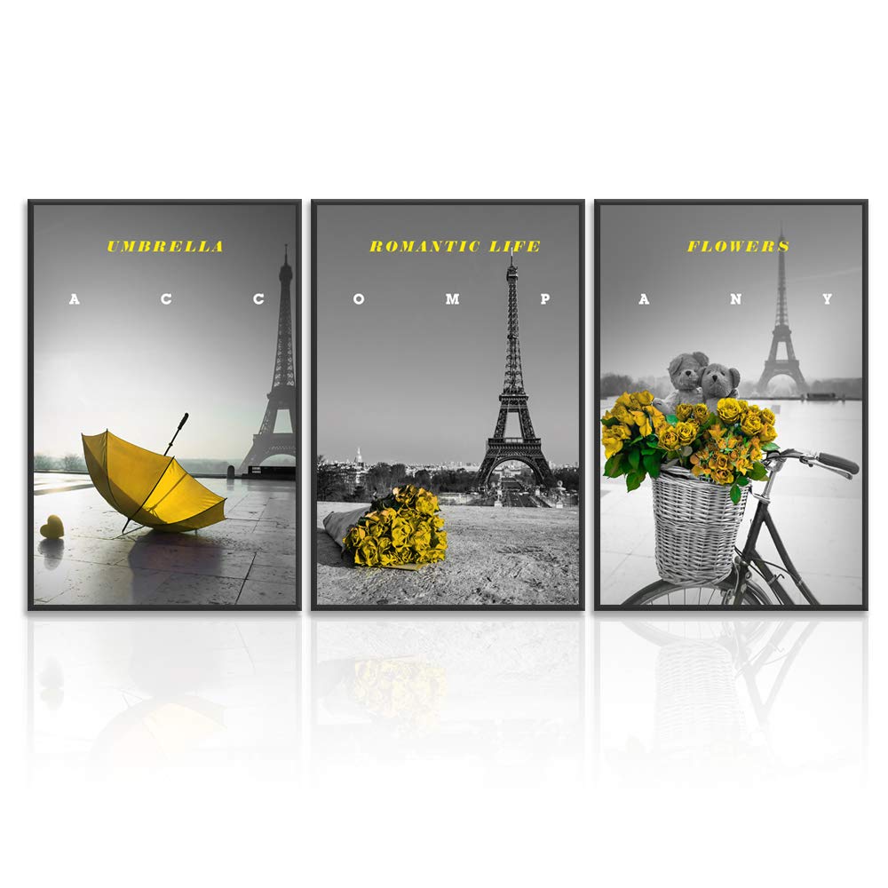 Wall26 3-Piece Framed Canvas Wall Art - Modern Cityscape Buildings Theme Print for Living Room & Bedroom Decor - Ready to Hang 24