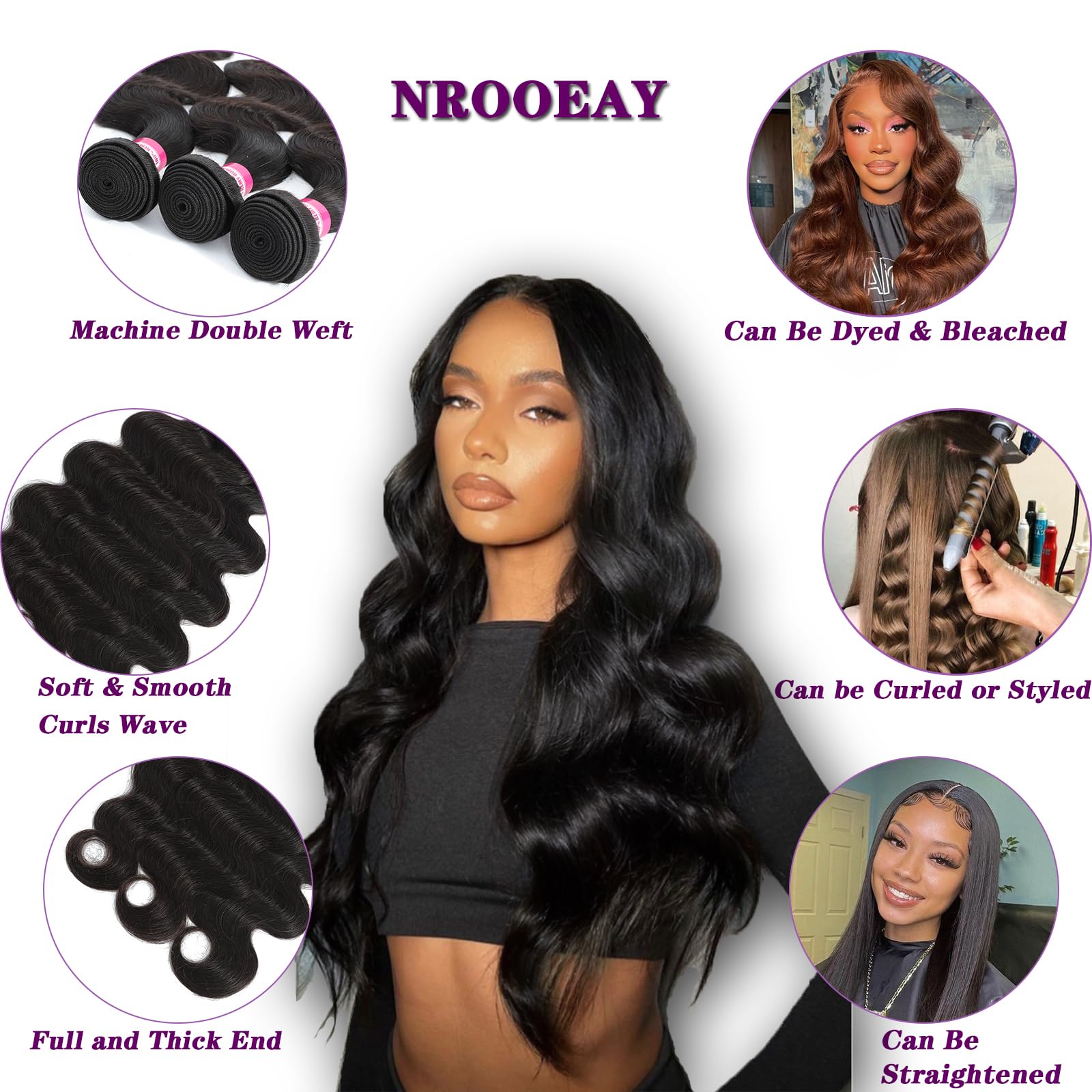 Brazilian Body Wave Human Hair Bundles - 3 Bundles 24 26 28 Inch Mixed Length - 100% Unprocessed Virgin Hair Weave - Natural Black Hair Extensions for Styling & Volume - Perfect for Daily Wear, Parties & Special Occasions