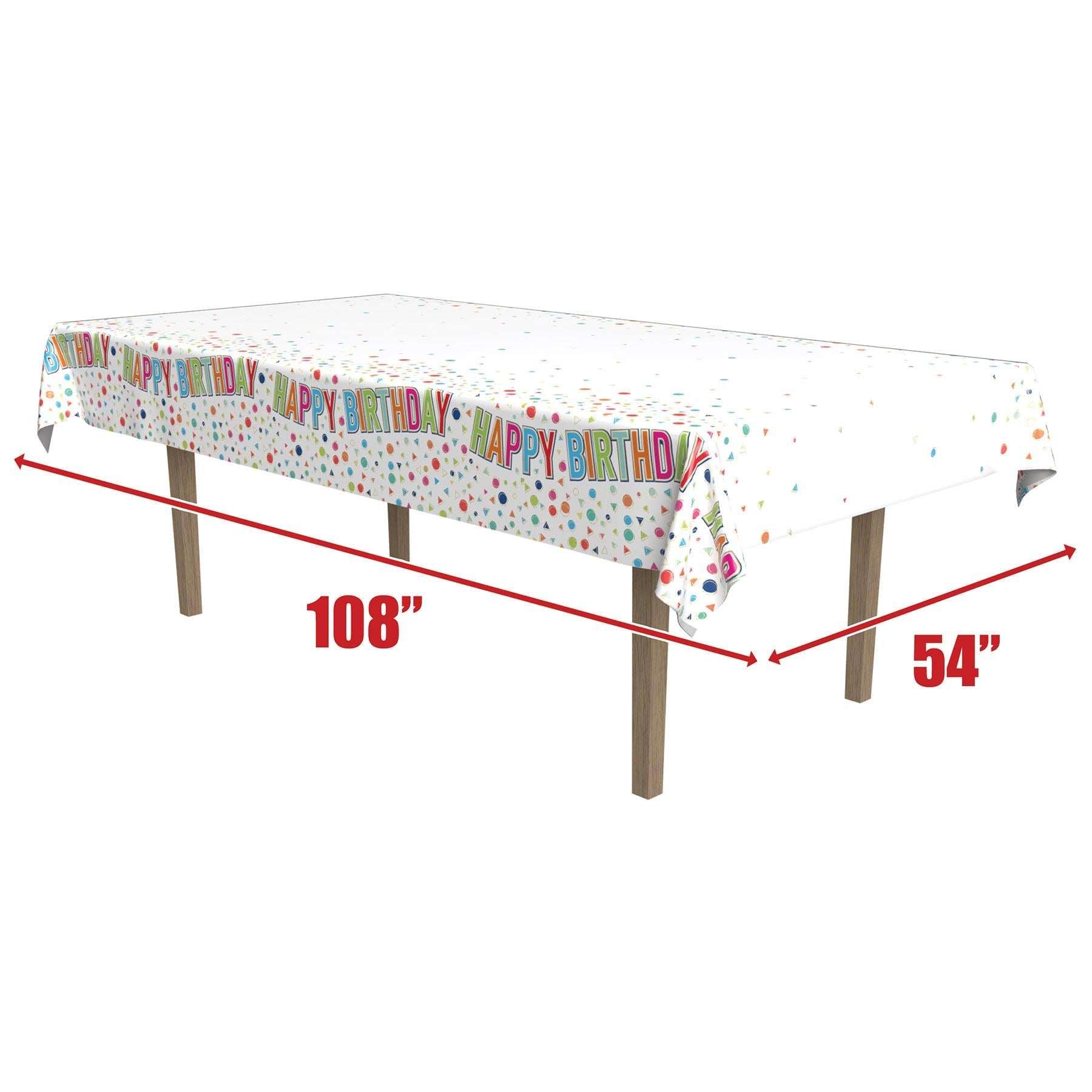 12 Pack Beistle Happy Birthday Party Tablecover - Colorful Disposable Tablecloth for Birthday Celebrations, Baby Showers & Special Events