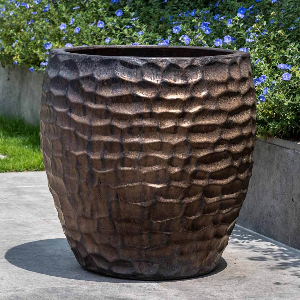 Campania International Bronze Kowloon Planters - Set of 2 for Indoor & Outdoor Garden Decor | Perfect for Patio, Balcony, and Home Décor