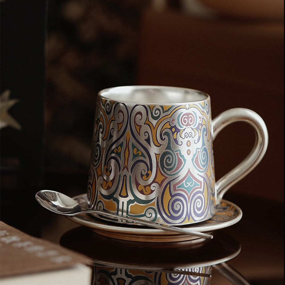 Exquisite Dunhuang Silver Plated Tea Cup - Handcrafted Chinese Artisan Tea Set for Home & Office - Perfect for Tea Ceremonies, Gifts, and Meditation Spaces