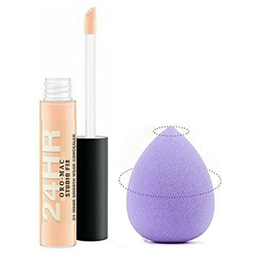 ORO-MAC Studio Fix Smooth Wear Concealer - 7ml, 24-Hour Longwear, Includes Washable Blender Sponge (Pack of 2) - Perfect for Full Coverage, Dark Circle Correction & Blemish Concealing - Ideal for Everyday Makeup, Photo Shoots & Special Events
