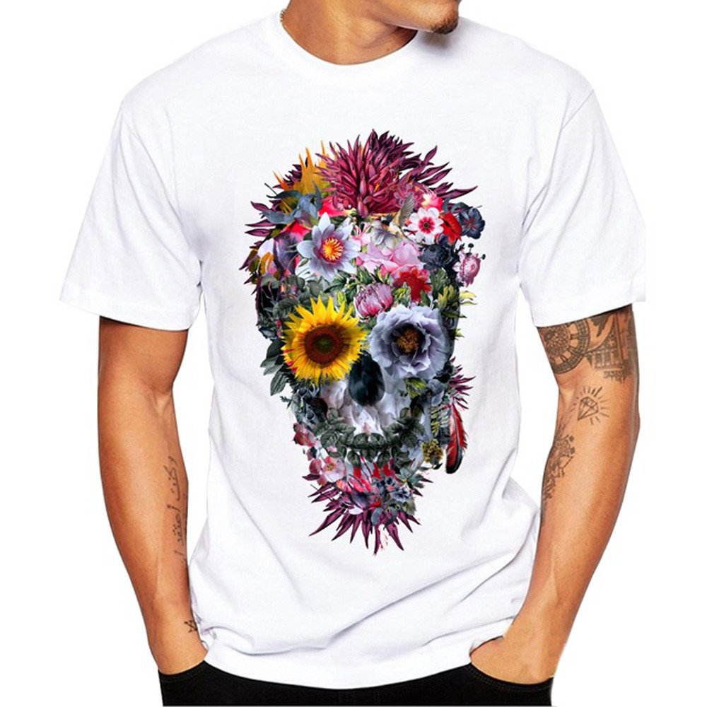 Amober Men's Graphic Print Short Sleeve T-Shirt - Casual Cotton Tee for Everyday Wear, Street Style & Summer Outfits