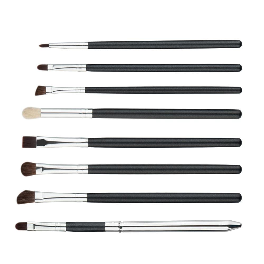 Premium 8-Piece Makeup Brush Set - Powder, Foundation, Eyeshadow, Eyeliner & Lip Brushes with Silver Handles | Professional Cosmetic Brush Kit for Flawless Makeup Application | Perfect for Daily Use, Travel & Makeup Artists
