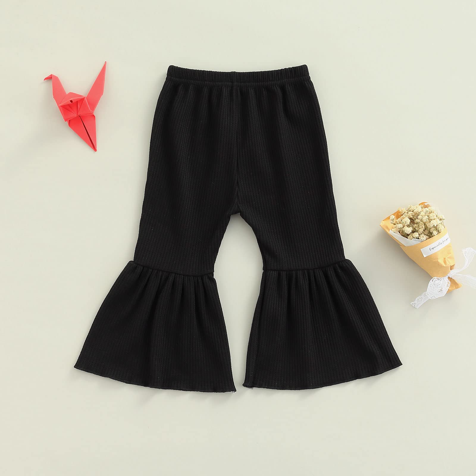 Toddler Bell Bottom Pants for Baby Girls - Soft Ruffle Leggings & Flare Trousers | Playtime, Daycare & Photo Outfits