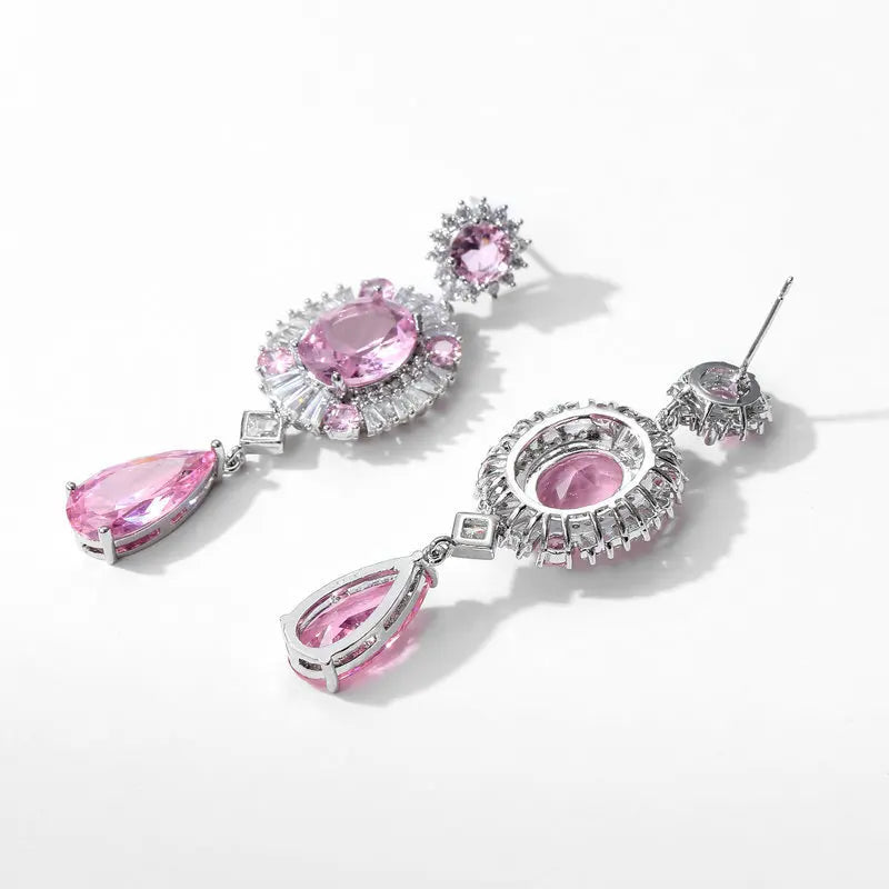 Elegant Cubic Zirconia Waterdrop Earrings for Women - Wedding, Banquet & Bridal Jewelry Set - Perfect for Brides, Prom, and Formal Occasions