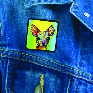 Dean Russo Art Chihuahua Decorative Peel & Stick Patch - Dog Lover Gift, DIY Craft, Jacket & Backpack Embellishment