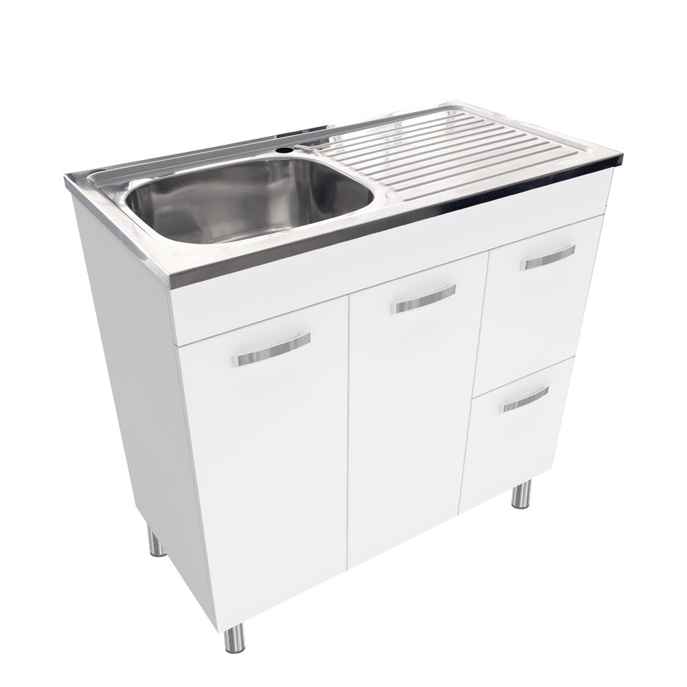 Fienza CIT90NLW Citi 900mm Bathroom Sink & Vanity with Legs - Modern Freestanding Basin for Small Bathrooms & Powder Rooms