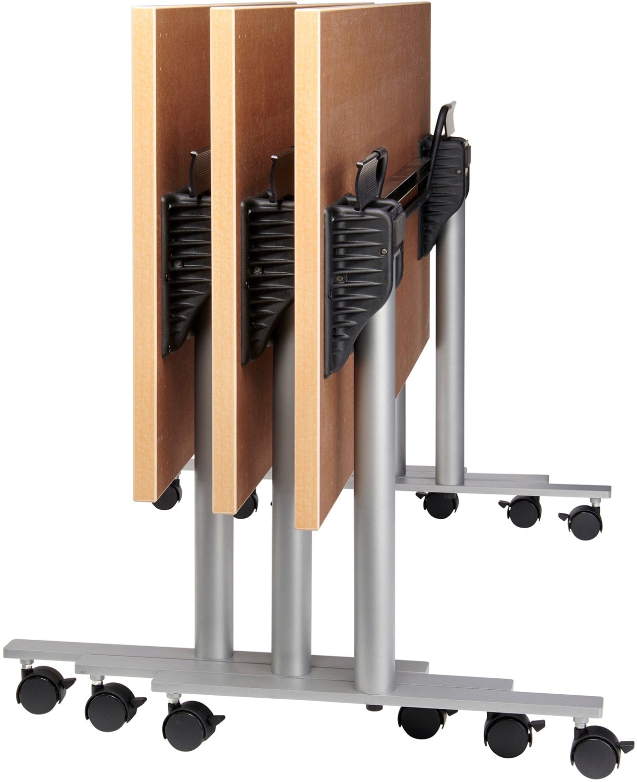 Safco JURNI 72 x 24 Inch Mobile Flip Table with Locking Casters - Adjustable Height Workstation for Office, Classroom, or Home Use [JN7224NFLPCA]