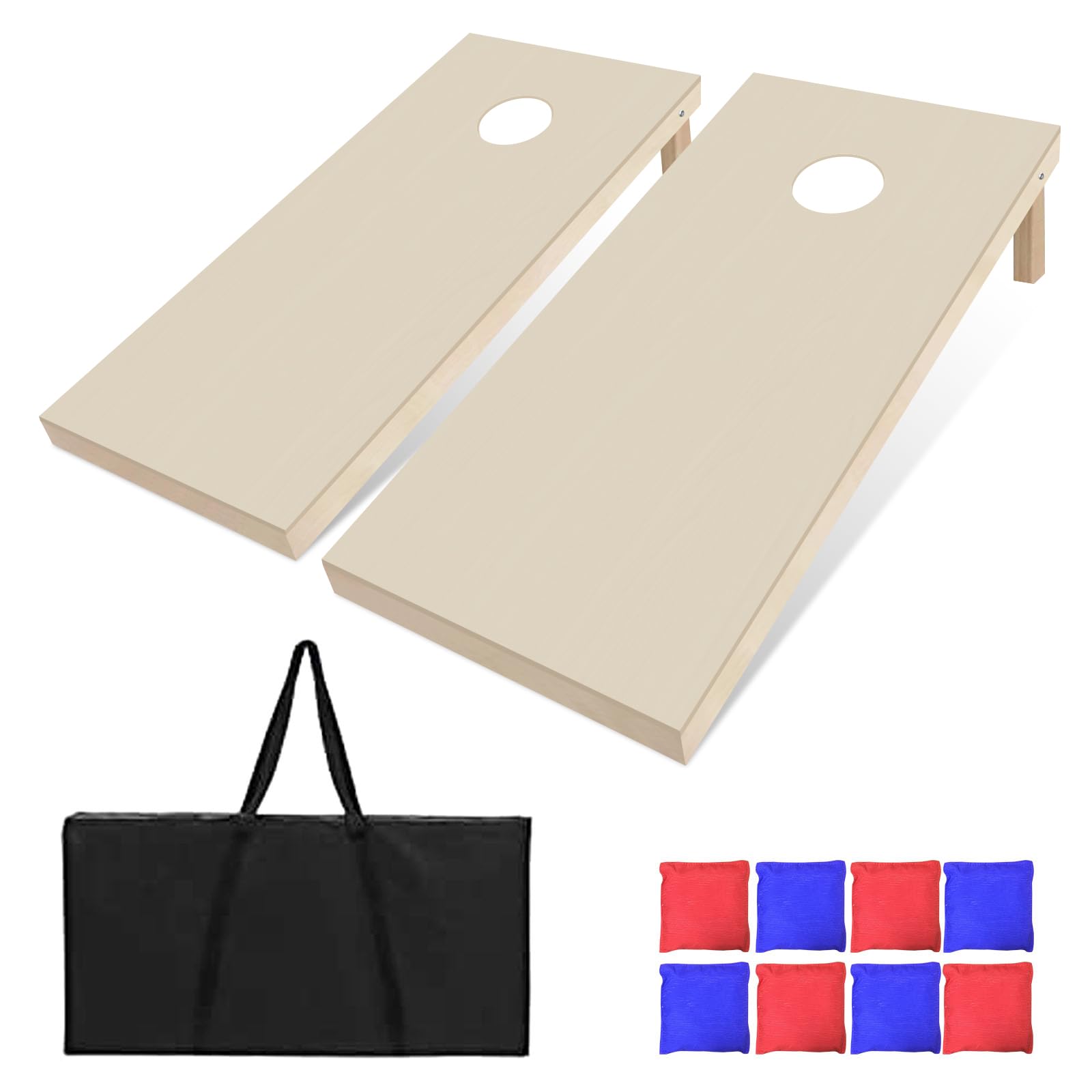 Premium 4×2FT Wooden Cornhole Set with 8 Bean Bags & Scoreboard - Outdoor Lawn Game for Adults, Family, Backyard Parties, Tailgating, and BBQ Gatherings (DIY Style)