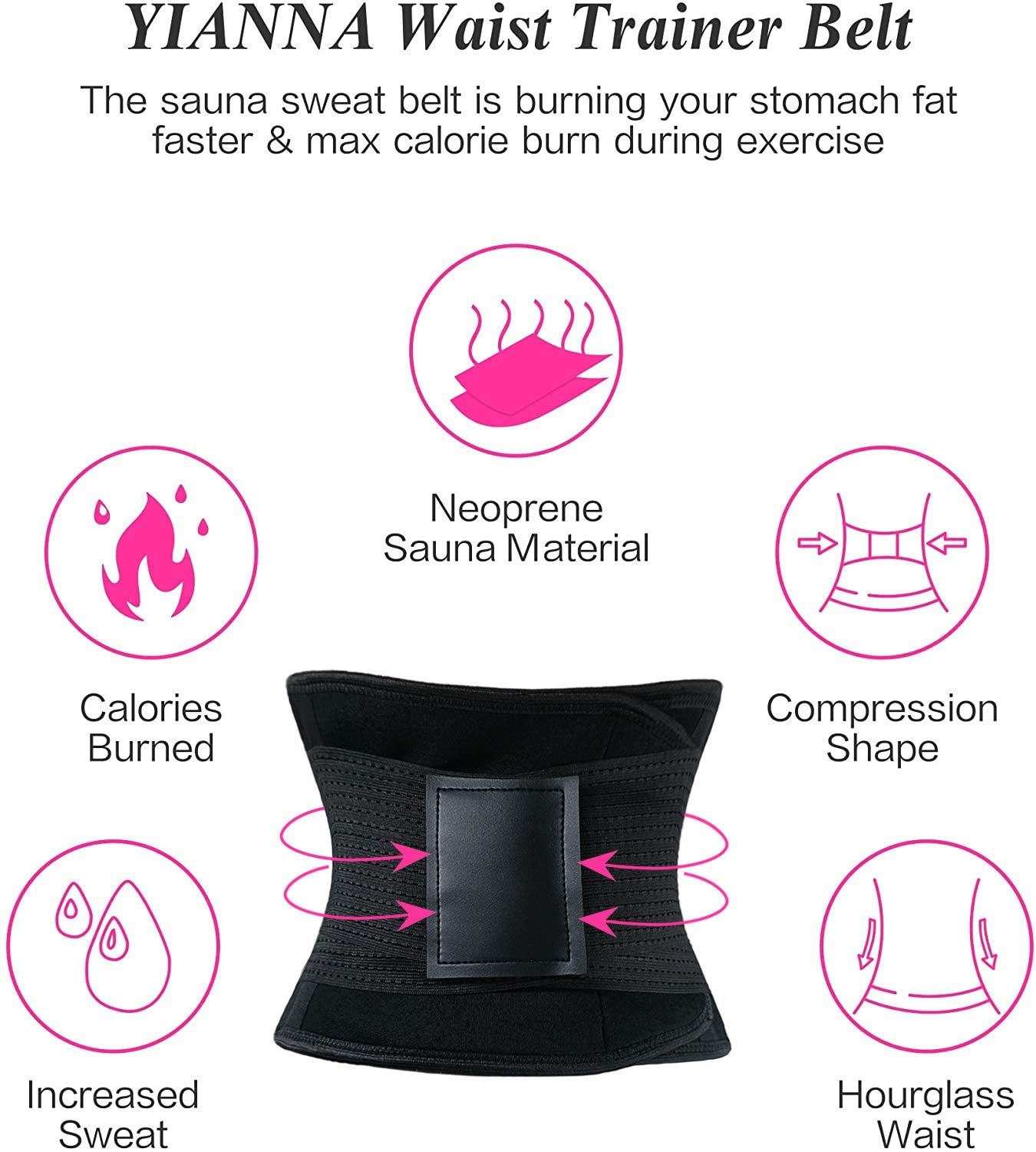 YIANNA Waist Trainer Belt for Women - Tummy Control & Weight Loss Workout Belt - Postpartum & Back Support - Slimming Corset for Fitness, Gym & Daily Wear