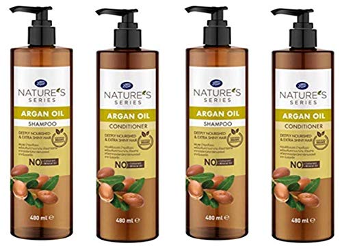 NATURE'S SERIES Argan Oil Shampoo & Conditioner Set - Premium Herbal SPA Hair Care with Natural Ingredients | Fast DHL Express Shipping | For Dry, Damaged Hair & Scalp Nourishment