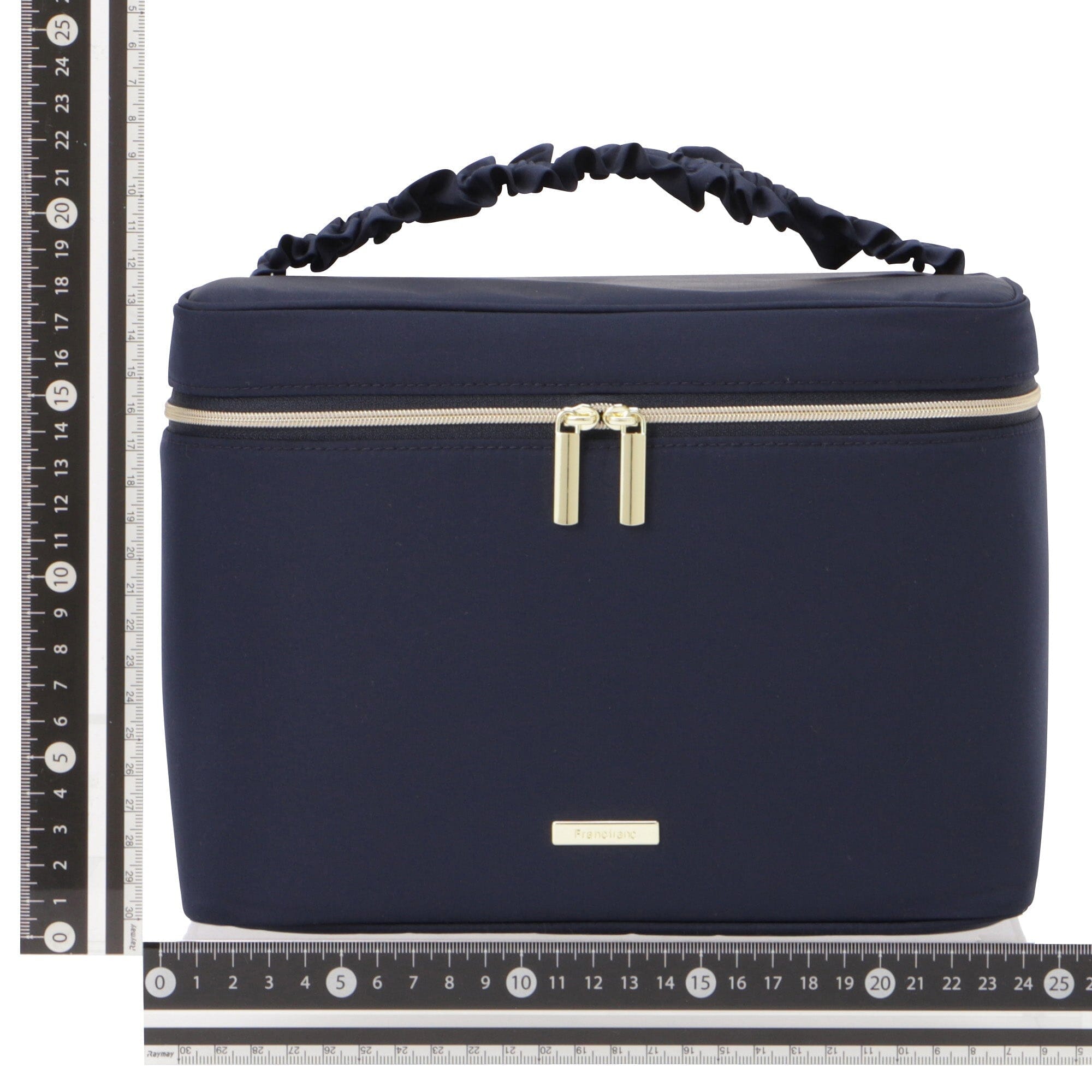 Frilled Vanity Pouch for Women - Navy Blue Makeup Bag with Zipper Closure | Perfect for Travel, Gym & Everyday Essentials Storage