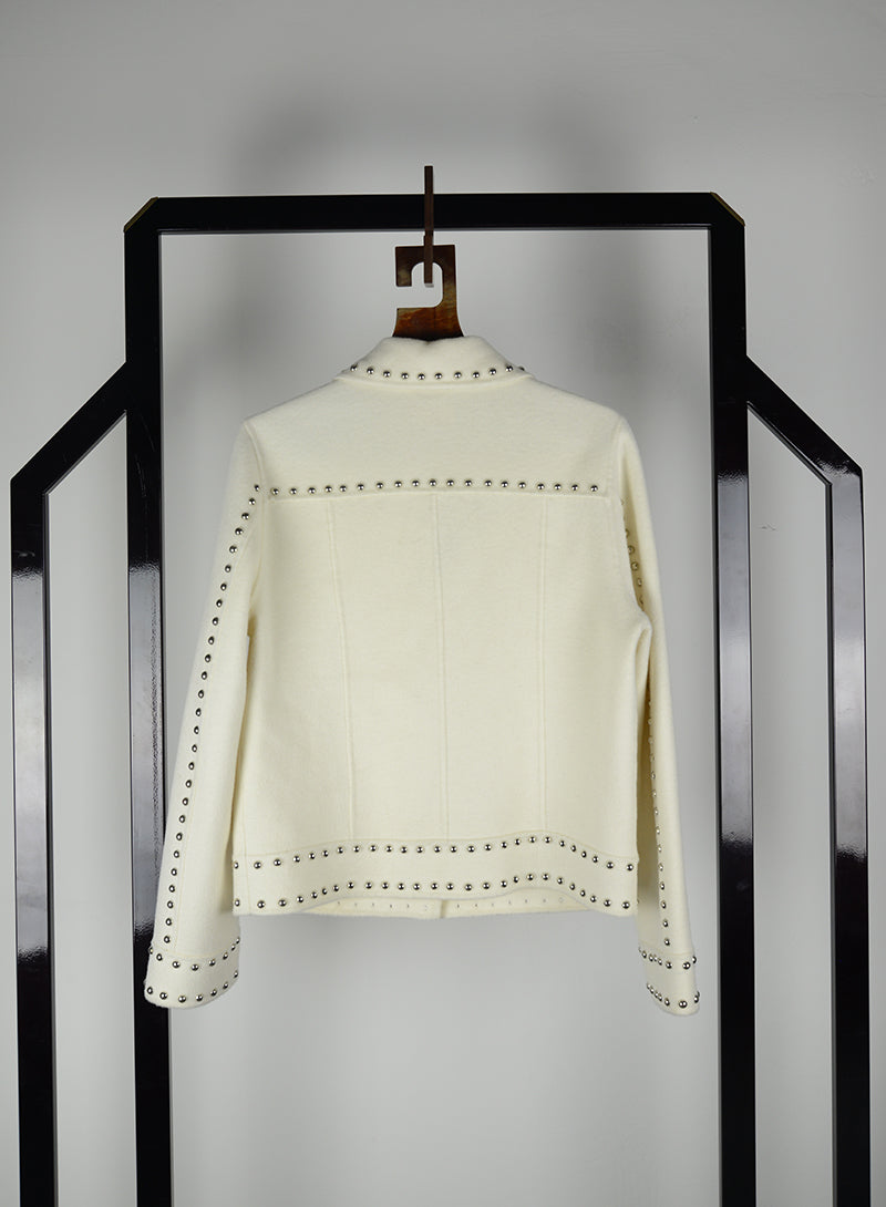 P.A.R.O.S.H. Cream Studded Jacket Size 42 - Stylish Outerwear for Women's Casual & Evening Wear