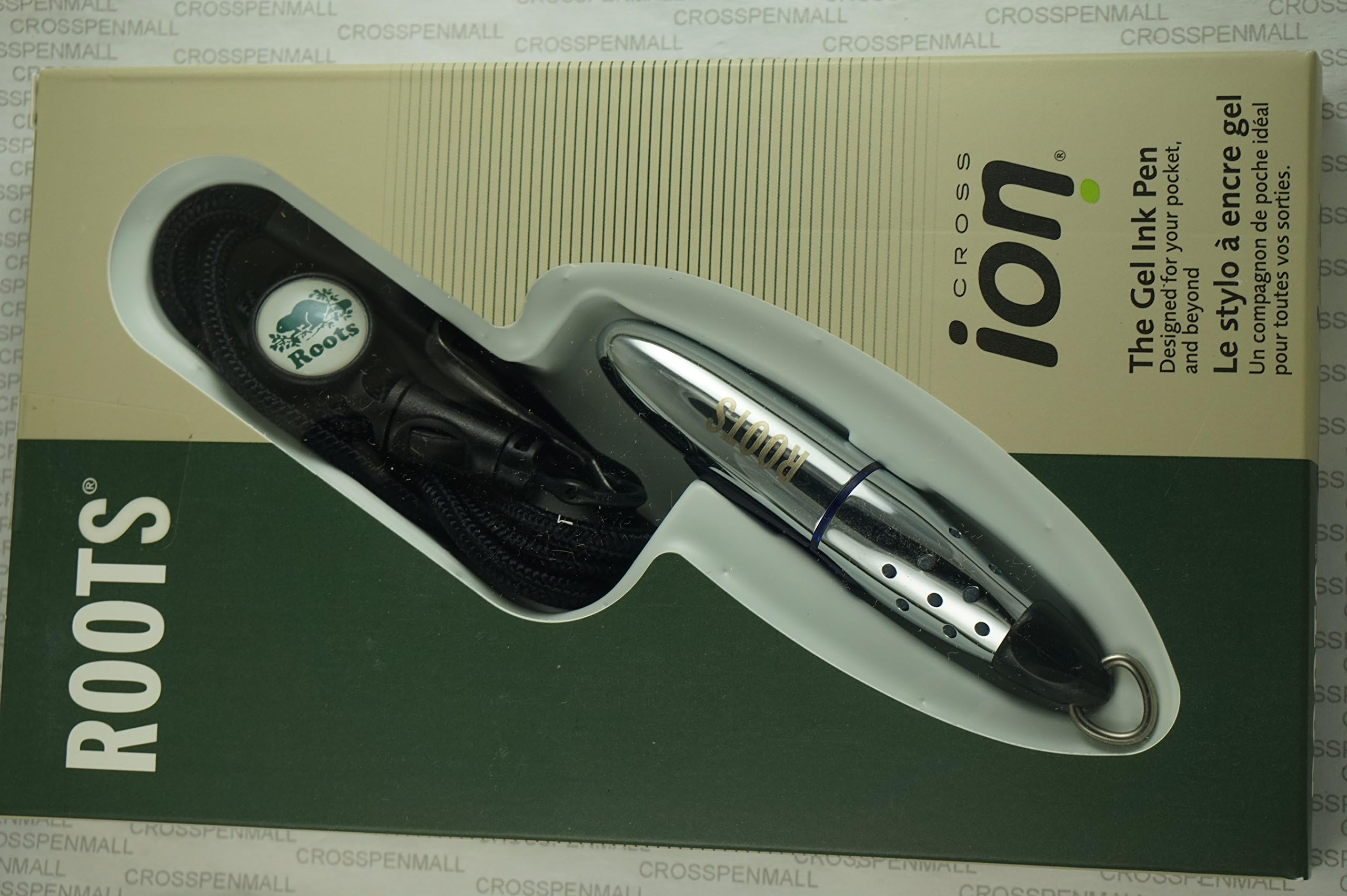Premium Cross Ion Gel Pen with Chrome Finish & Blue Center - Roots Logo Engraved - Ideal for Office, School & Gifting
