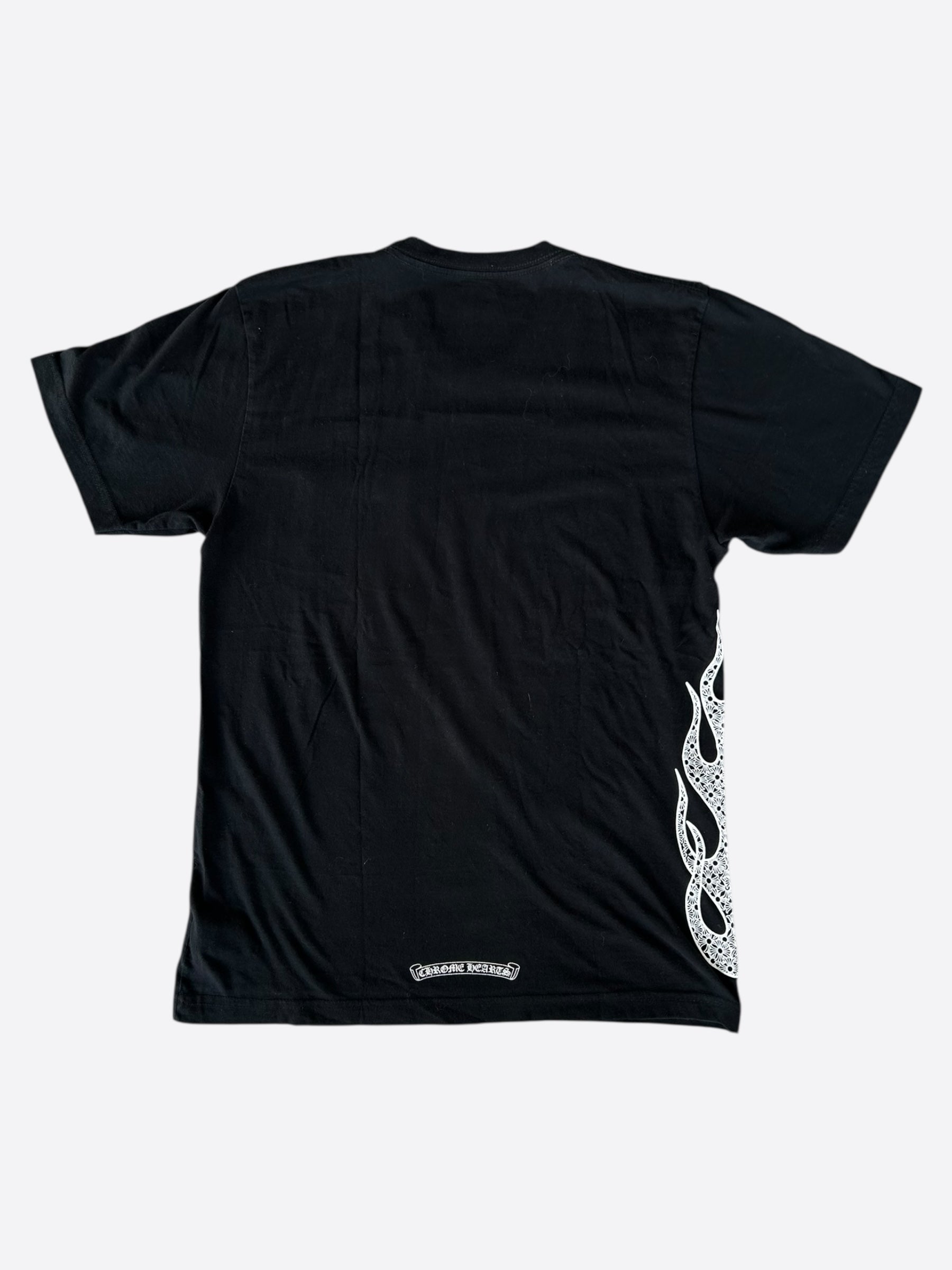 Chrome Hearts Black & White Flame Logo Graphic T-Shirt for Men - Stylish Streetwear Tee for Casual Outfits & Urban Fashion