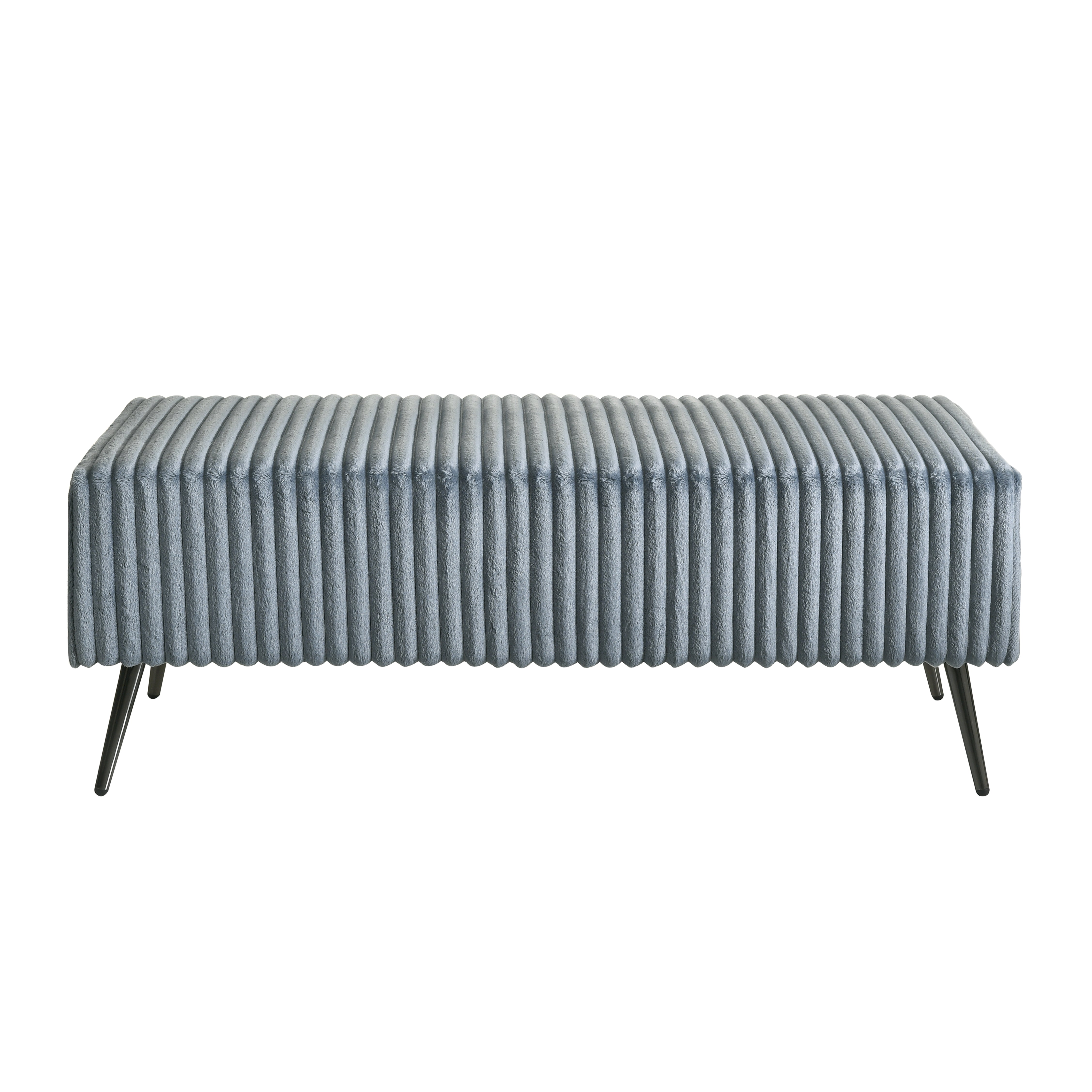 Roundhill Furniture Mavela Wide Wale Corduroy Upholstery Bench in Blue - Stylish Entryway Seating & Living Room Storage Ottoman for Home Decor