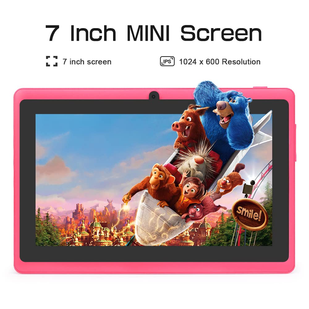 Haehne 7 Inch Android Tablet PC - Quad Core A33 Processor, 1GB RAM 8GB ROM, Dual Cameras, HD Touch Screen, Bluetooth & WiFi - Blue | Perfect for Kids Learning, Travel Entertainment & Home Use