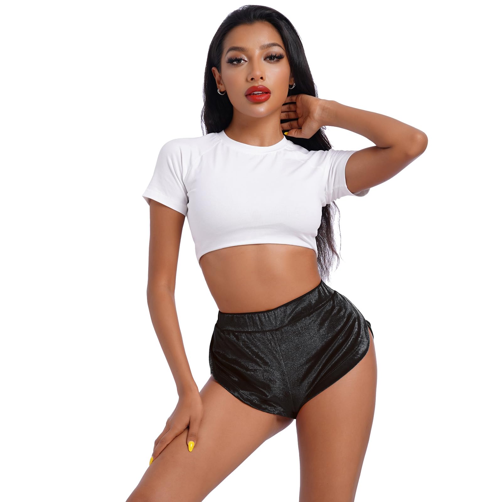 Women's Velvet Booty Yoga Shorts - Sexy High Waist Workout Shorts for Pole Dance, Gym & Fitness | Activewear, Slim Fit Rave Bottoms | Perfect for Yoga, Dance Classes & Nightclub Outfits