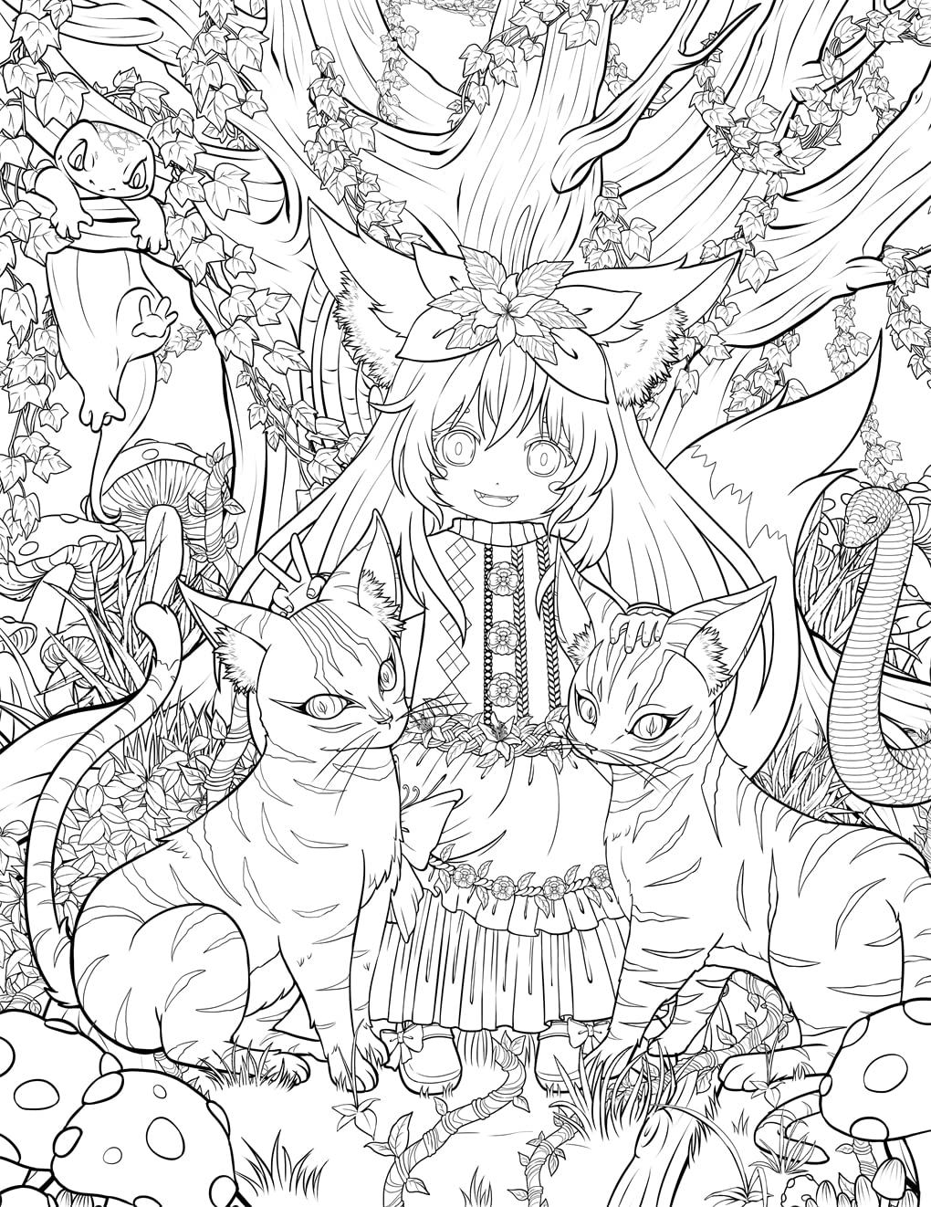 Curiously Cute Manga Coloring Book for Adults & Teens - Stress Relief & Creative Art Therapy | Perfect Gift for Anime Fans & Relaxation