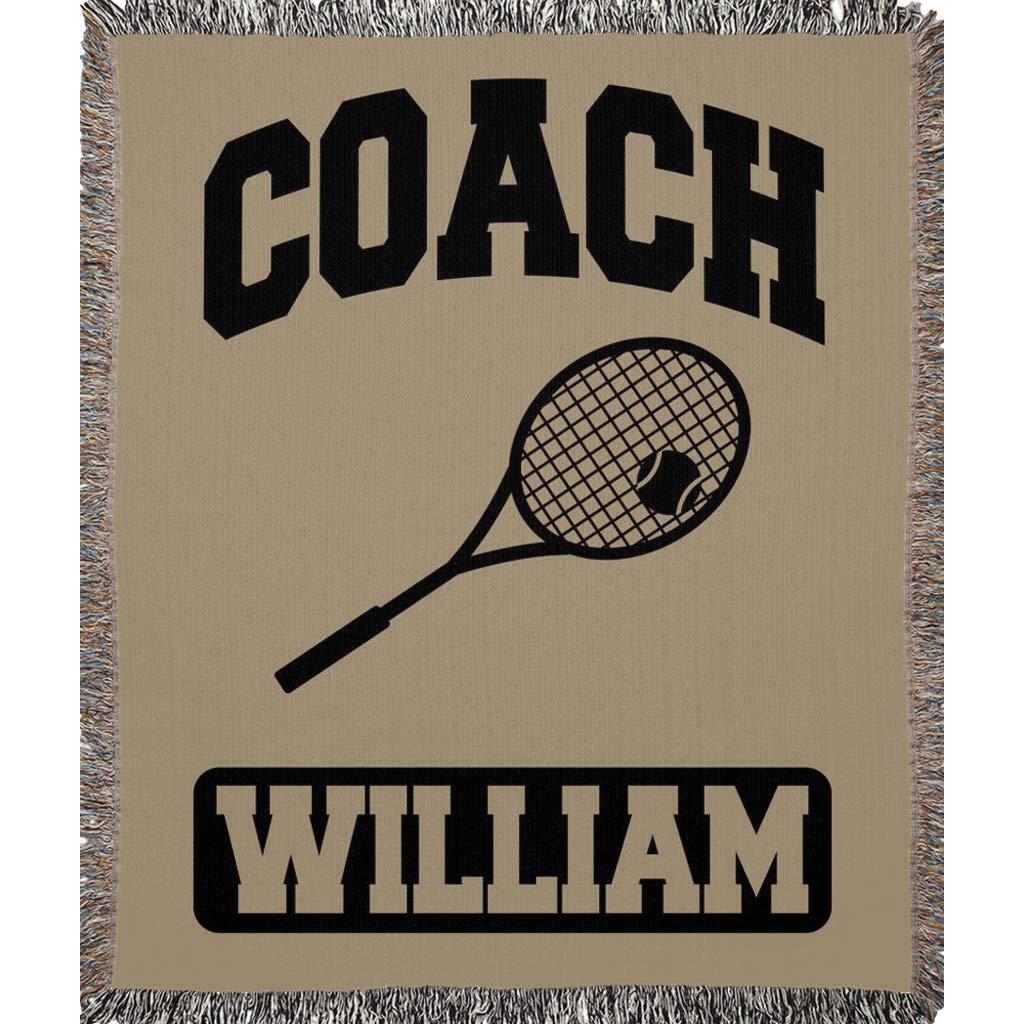 Custom Coach Gifts for Women & Men - Personalized Sports Blanket for Baseball, Soccer, Basketball, Softball, Lacrosse, Football, Volleyball, Track & Field, Tennis, Gymnastics, Swimming & Golf - Thank You Coach Appreciation Gift (Brown, Woven 50x60 inches) - Perfect for Team Celebrations, Senior Night Gifts & Sports Banquets