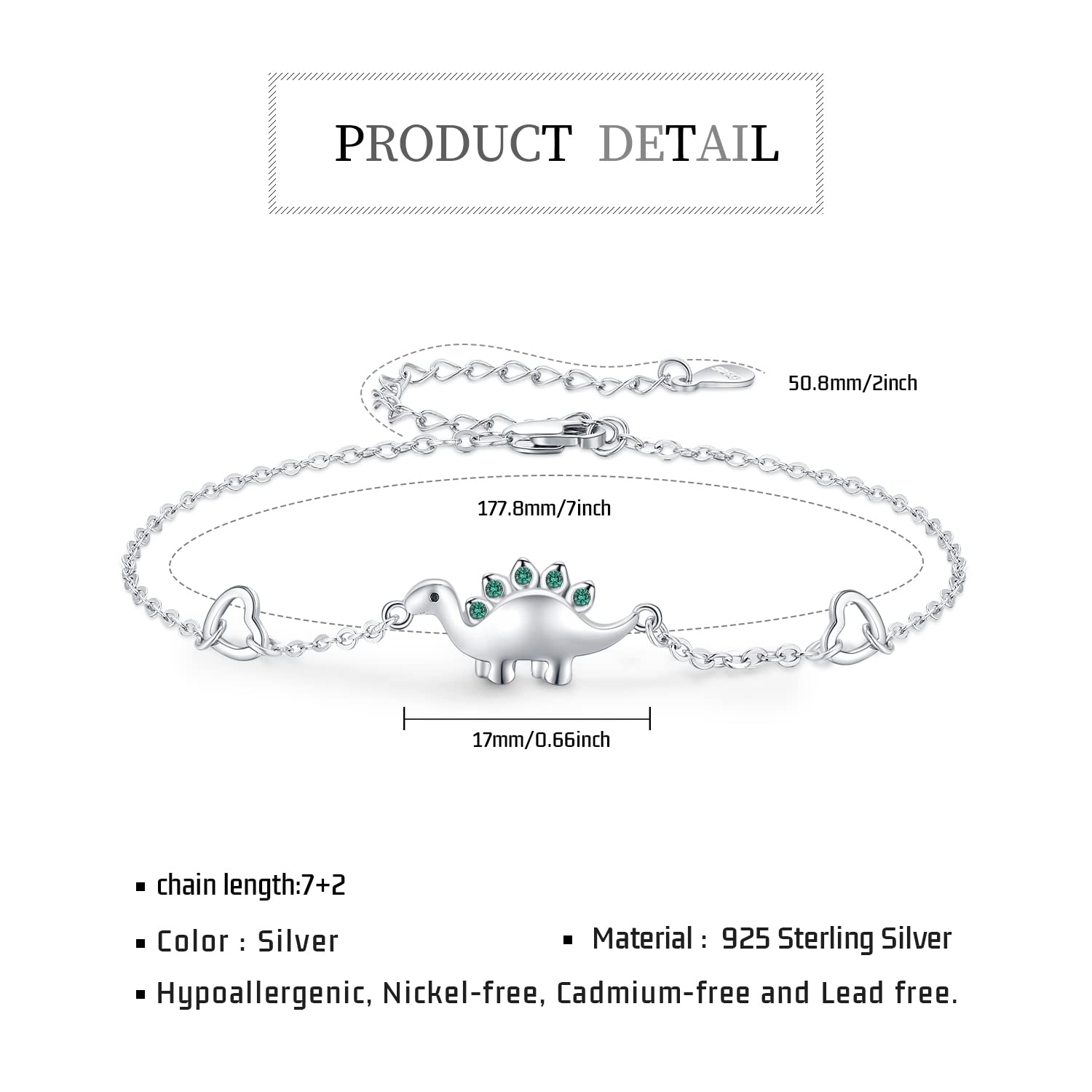 925 Sterling Silver Bracelet for Women - Dinosaur, Rose, Hummingbird, Infinite Love & Elephant Animal Charm Bracelets | Thoughtful Gift for Girlfriend, Wife, Daughter | Perfect for Birthdays, Anniversaries & Everyday Wear
