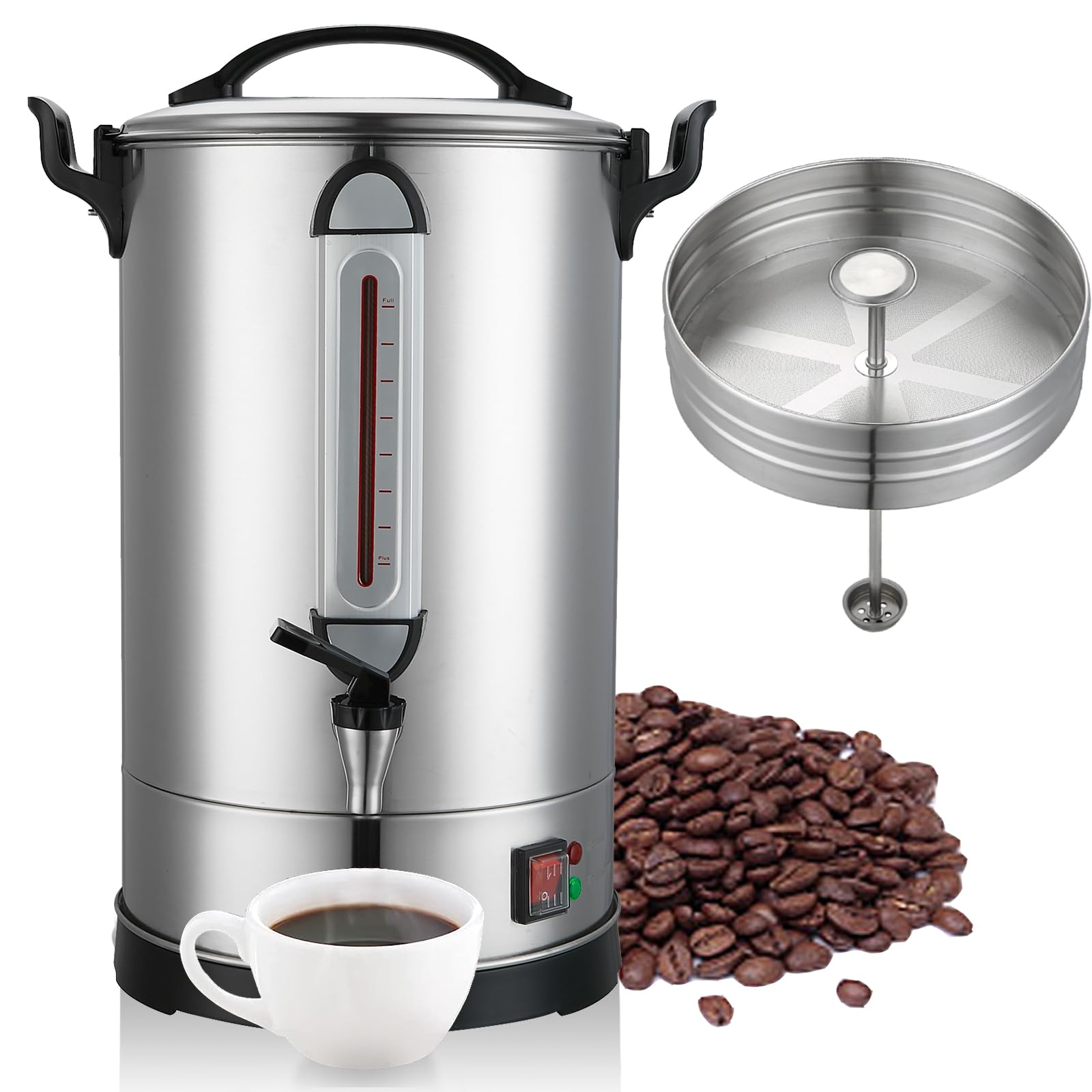 100 Cup Commercial Coffee Maker - 4.2Gal Stainless Steel for Weddings & Events