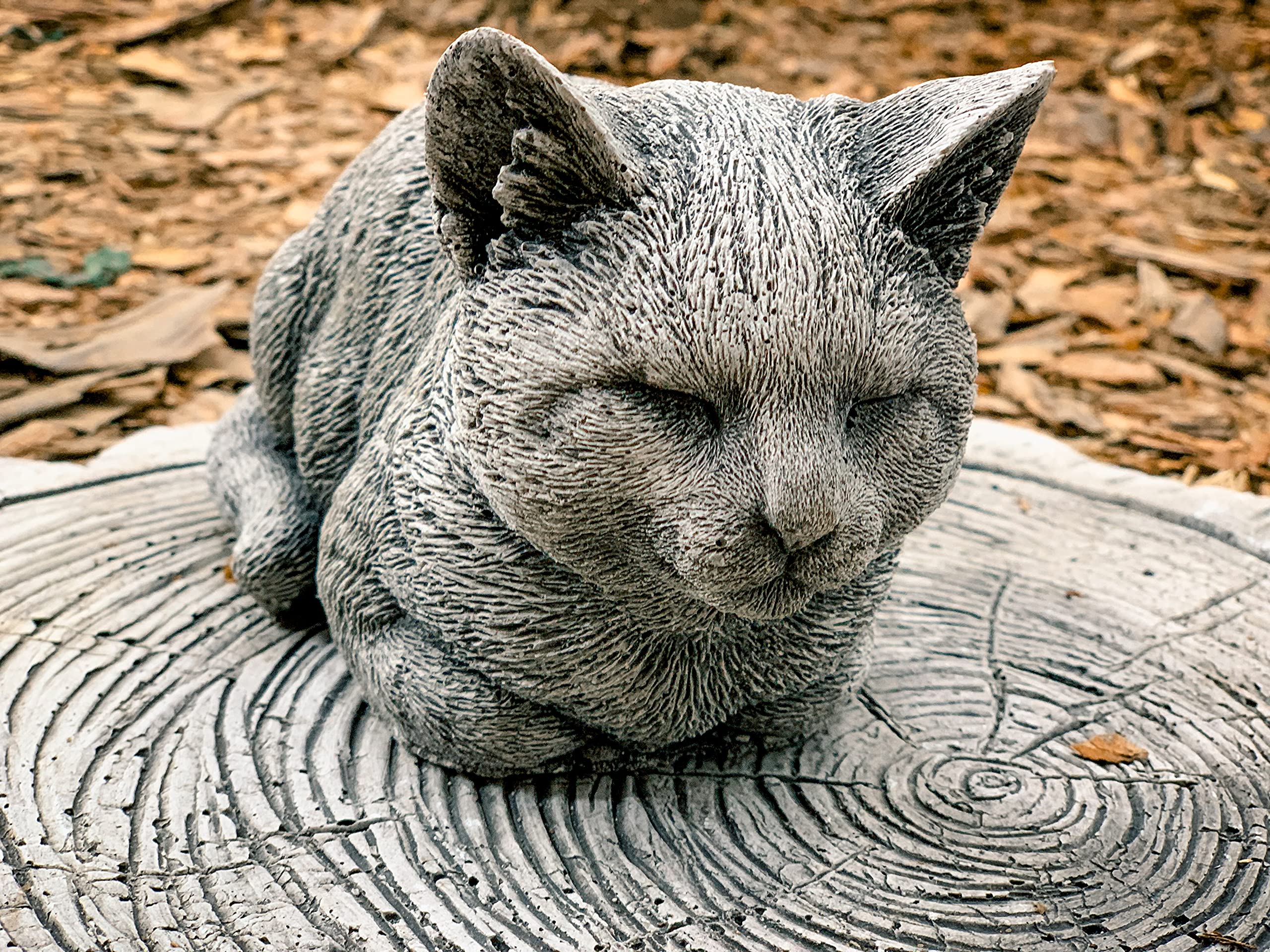 Concrete Cat Statue 19lb - Gray Garden Decor & Memorial Marker